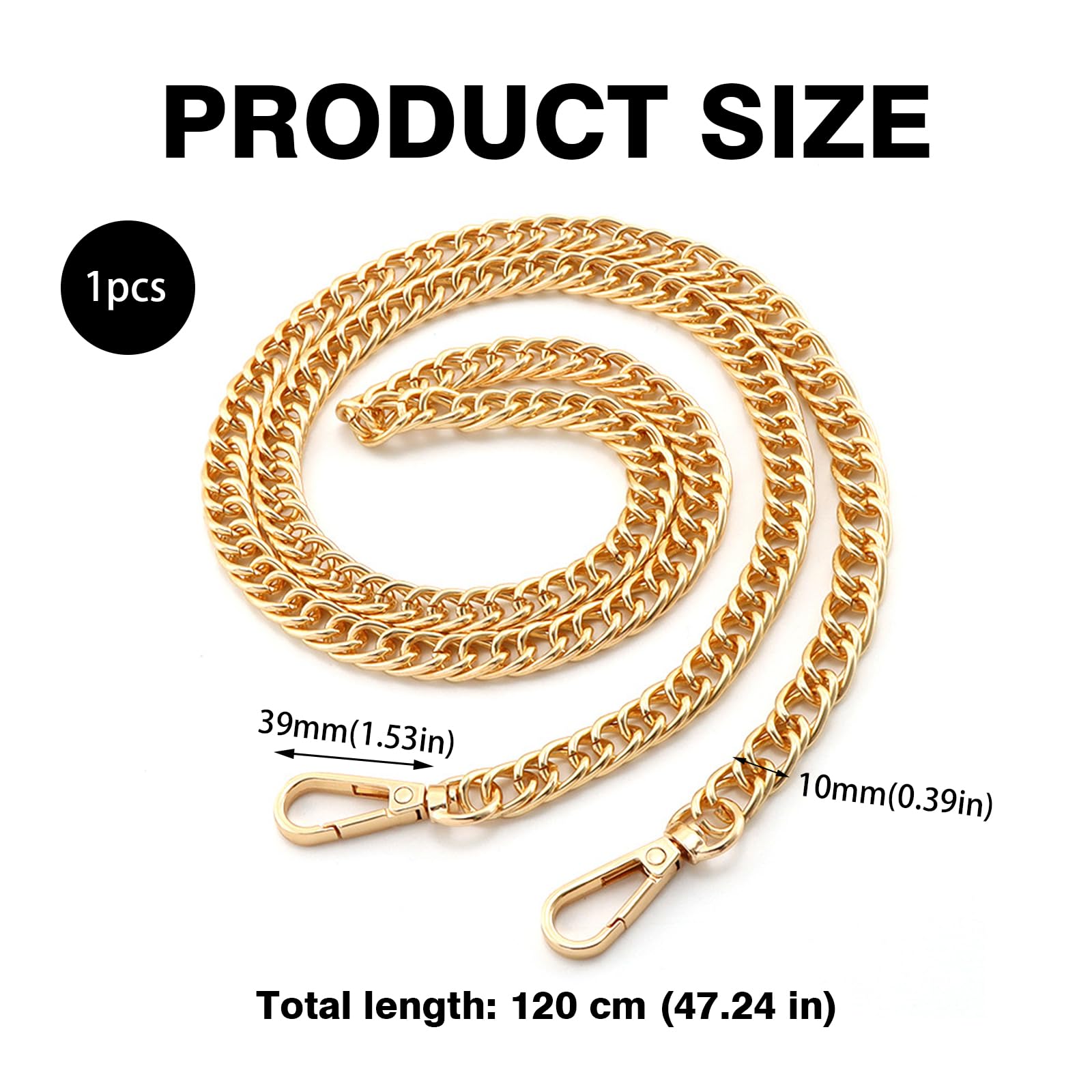 Cadena Para Bolso 120cm Cadena Dorada Cadenas Para Bolsos Cadena De Repuesto Para Bolsos, Carteras Y Fundas De Teléfono Para Elevar El Estilo Y Funcionalidad