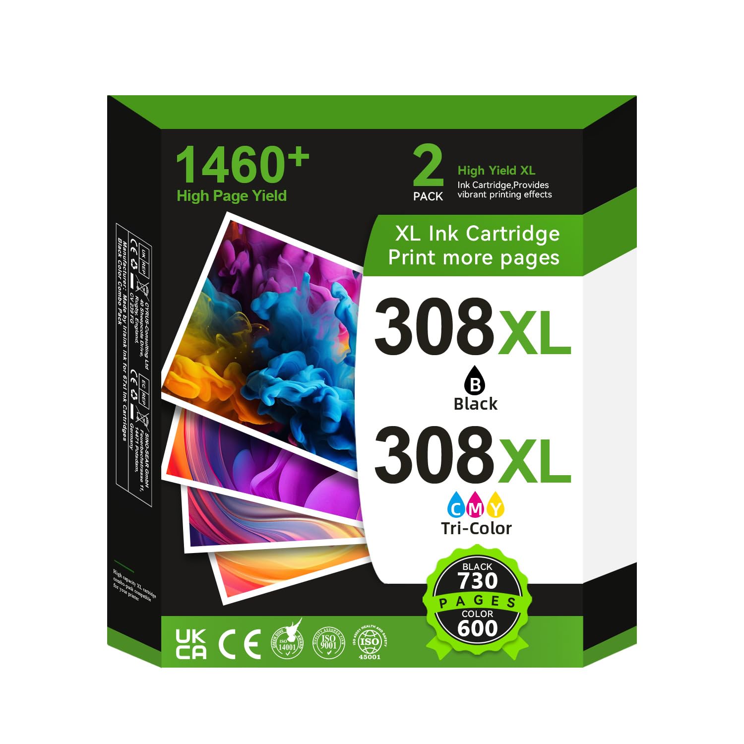 308 XL Cartouches d'impression, 308XL Cartouches Noire et Couleur Compatibles avec Originales HP 308 Cartouches d’Encre pour HP DeskJet 2900 4300 Envy 6110e 6120e 6122e 6130e 6520e 6530e 6532e 7220e