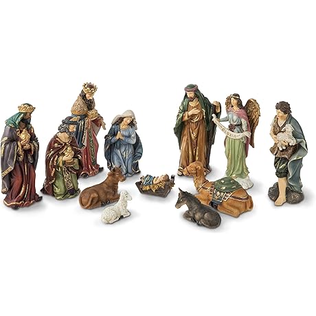glitzhome Jesus Nativity Figurines for Christmas Tree