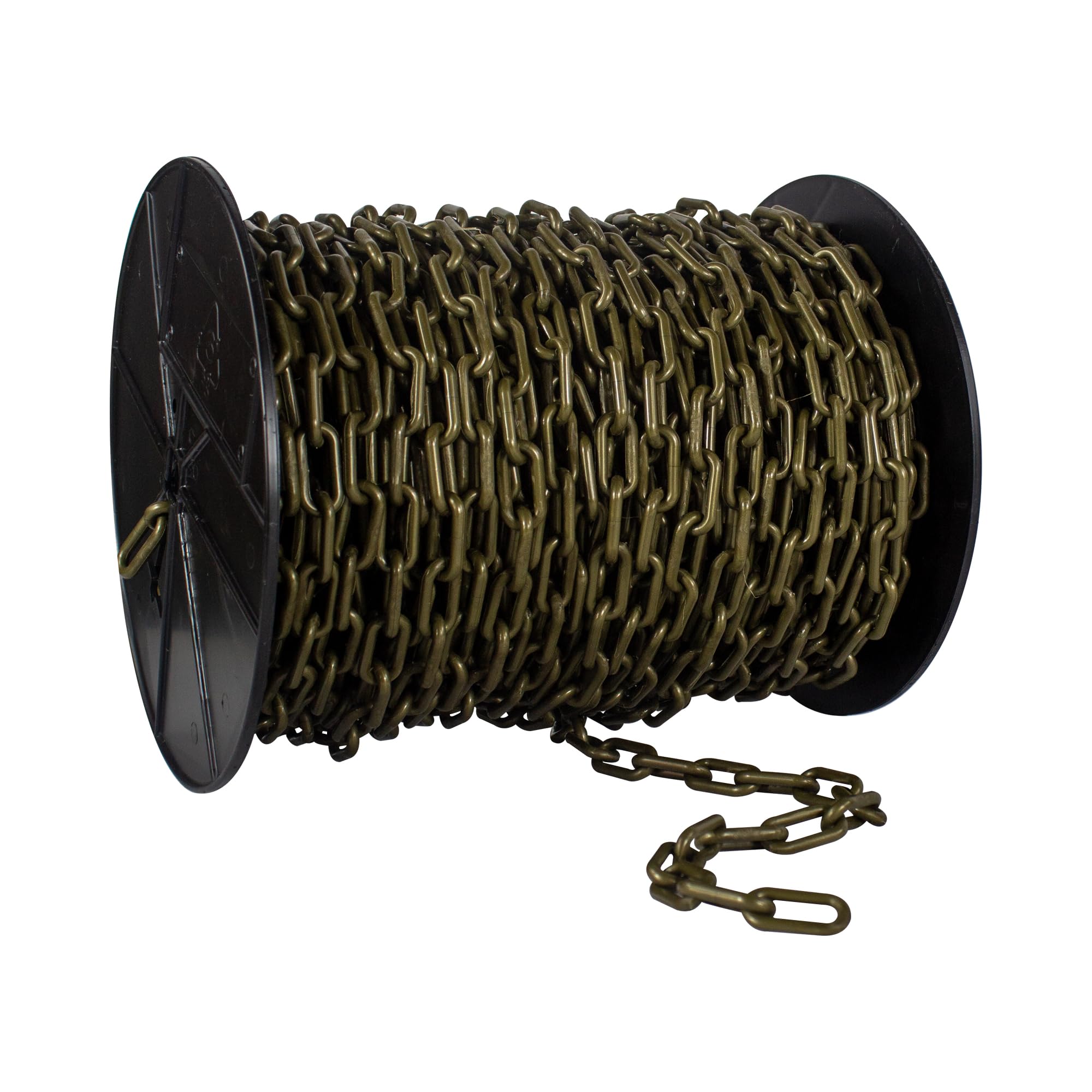 Mr. Chain Plastic Barrier Chain Reel, Khaki Gold, 1.5 in x 200 ft (30107-1)