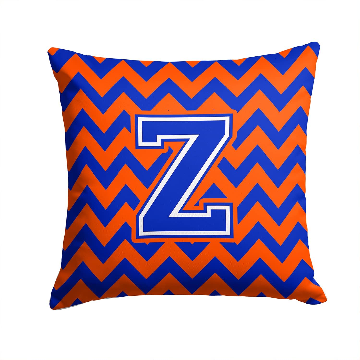 Caroline's Treasures CJ1044-ZPW1414 Letter Z Chevron Orange and Blue Fabric Decorative Pillow Machine Washable, Indoor Outdoor Decorative Pillow for Couch, Bed or Patio, 14Hx14W