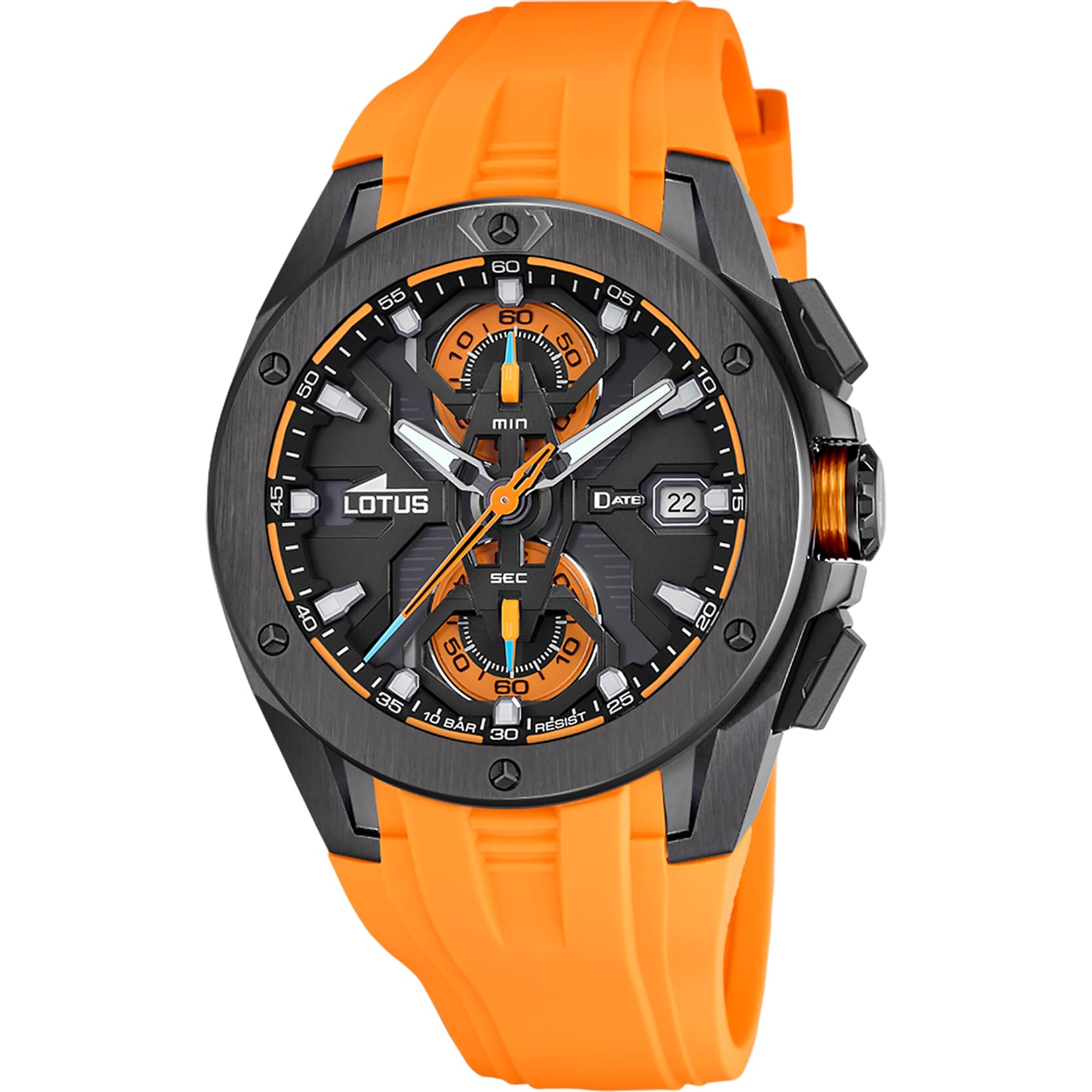 Lotus Mens Chronograph Steel Watch with Rubber Strap 18943/3