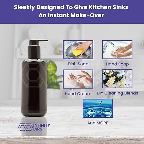 Miniatura 4 de Infinity Jars Botella dispensadora de jabón de vidrio ultravioleta negro de 6.8 fl oz (6.8 fl oz)