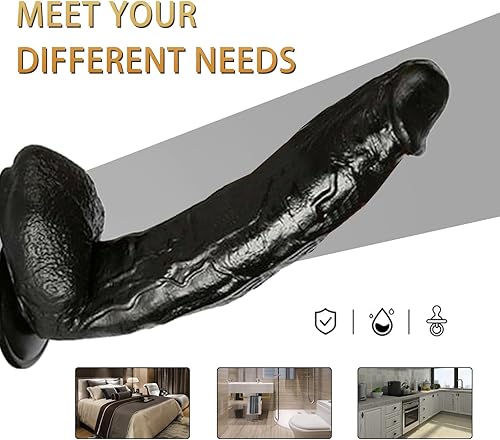 Miniatura 6 de Consolador realista de 12 pulgadas para principiantes con fuerte ventosa realista de doble capa para estimulación del punto G, consoladores