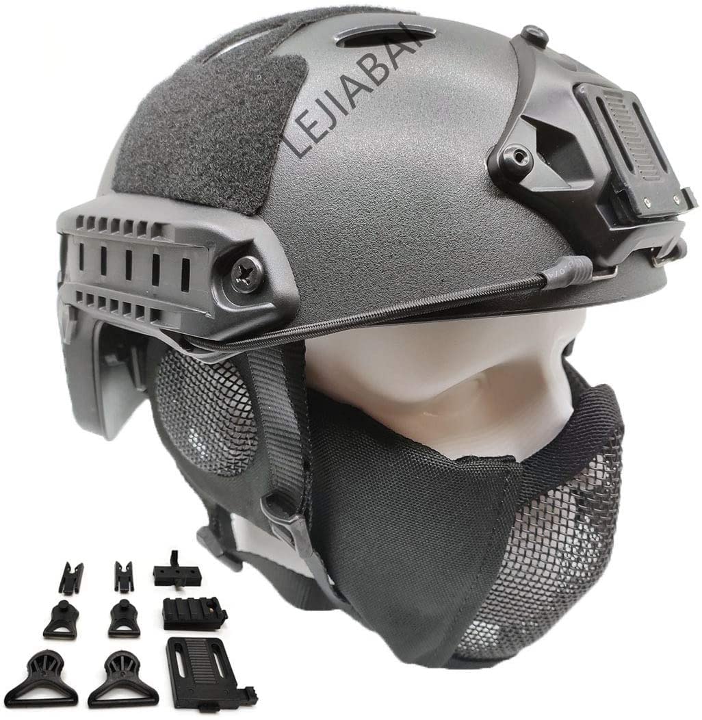 Casque Tactique Militaire Réglable - Noir, Airsoft Paintball, Tour De Tête 56-62 Cm