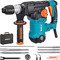 Berserker 32MB 1-1/4" SDS-Plus 4-Function Rotary Hammer Drill, 12.5 Amp, Anti-Vibration, Safety Clutch for Concrete - w/ Bits, Chisels & Case