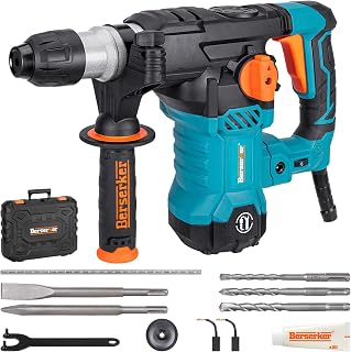 Berserker 32MB 1-1/4" SDS-Plus 4-Function Rotary Hammer Drill, 12.5 Amp, Anti-Vibration, Safety Clutch for Concrete - w/ Bits, Chisels & Case