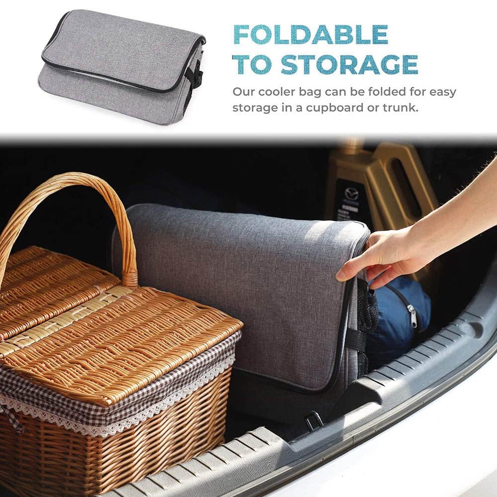 Bolsa térmica Suave de 32 litros - Fiambrera Grande con Aislamiento para Picnic para Acampar, Barbacoa - Actividades Familiares al Aire Libre - Forro rígido 40,5 * 26,5 * 31 cm
