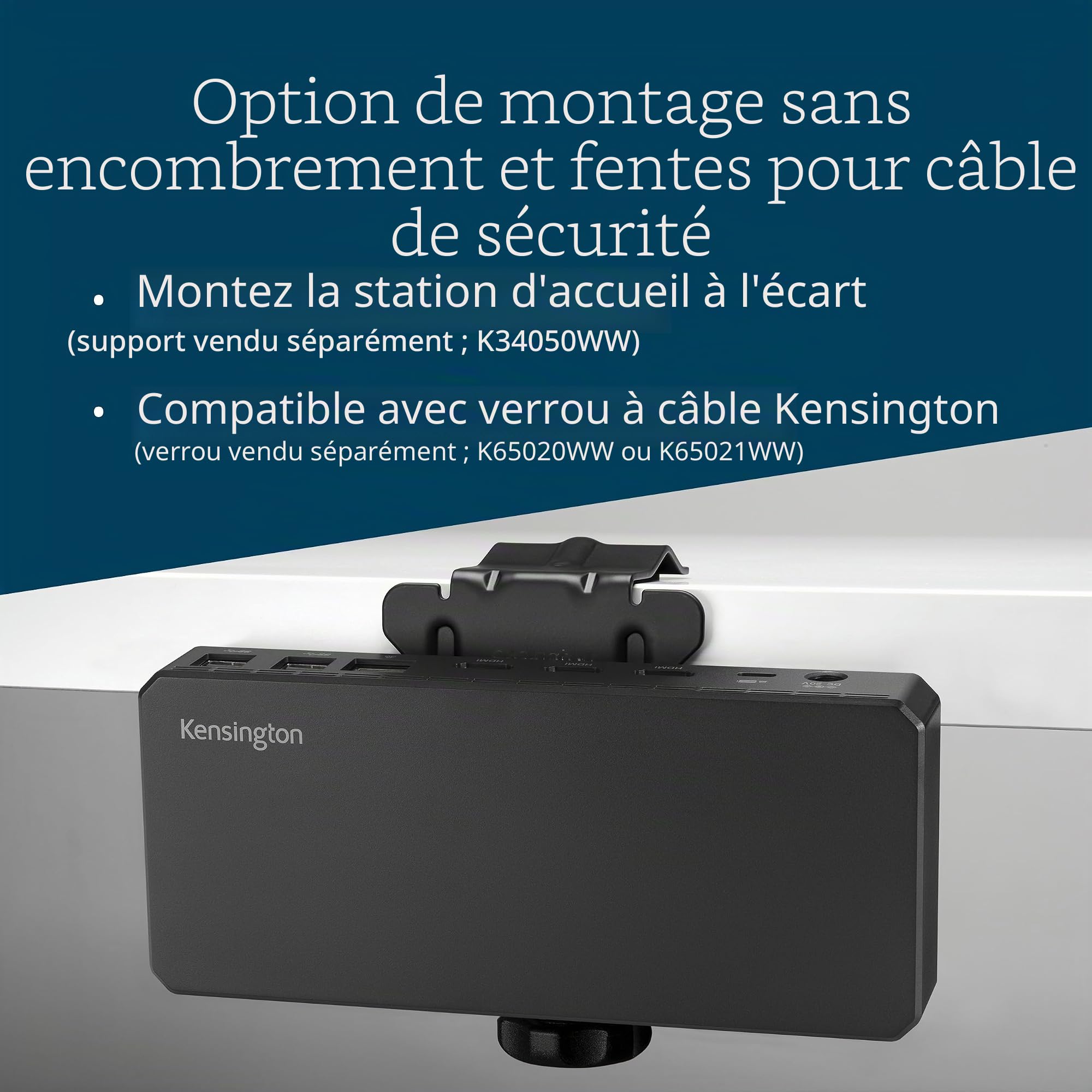 Kensington SD4760P Station d'accueil USB-C 11 en 1 Triple Moniteur DisplayLink, 3 Ports HDMI, Charge 100 W pour Ordinateur Portable, 6 Ports USB A, Ethernet, Audio, pour Mac et Windows Pilote