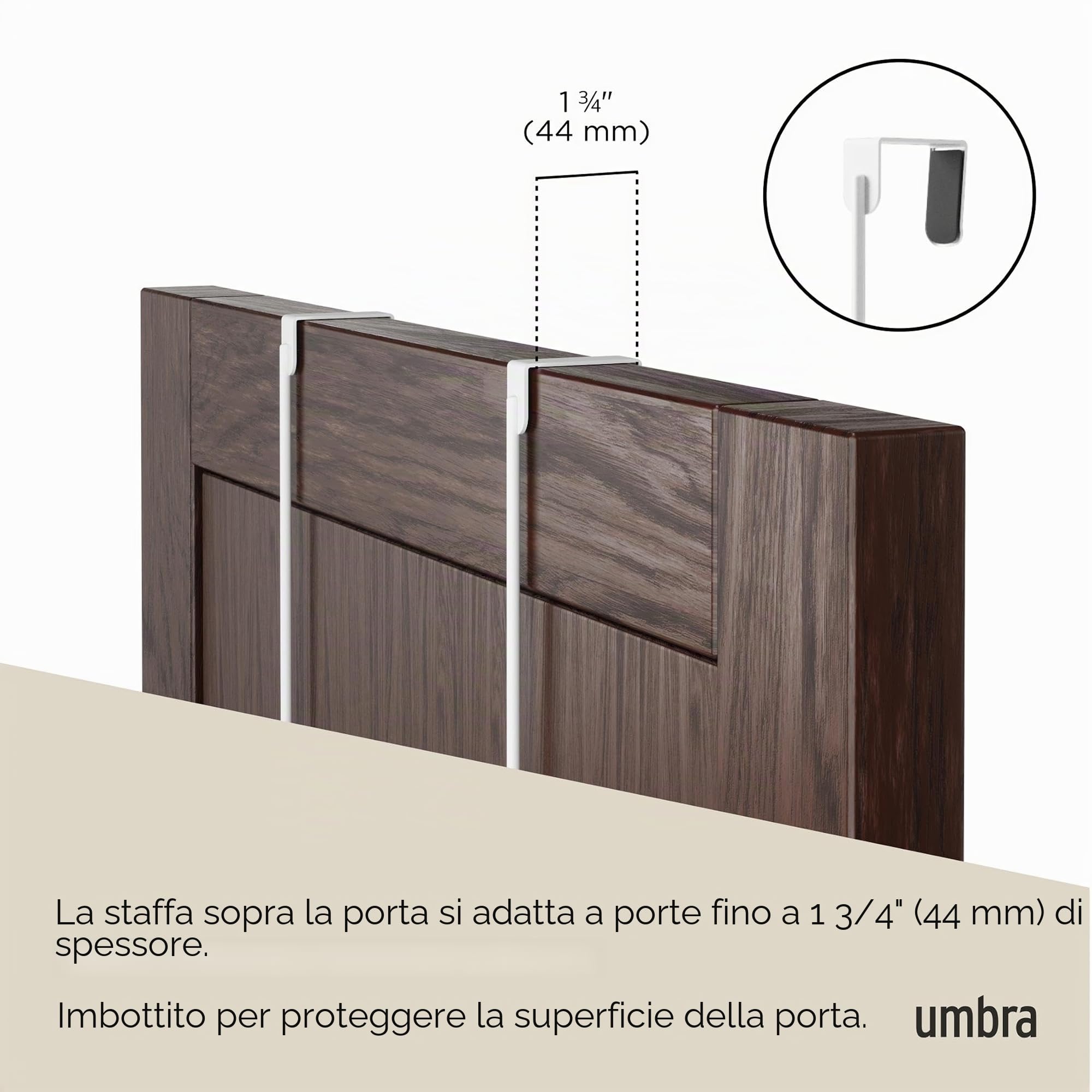 Umbra Estique Appendiabiti da porta multifunzione con 14 ganci, senza forare la porta, multi-organizer, appendiabiti da parete, bianco