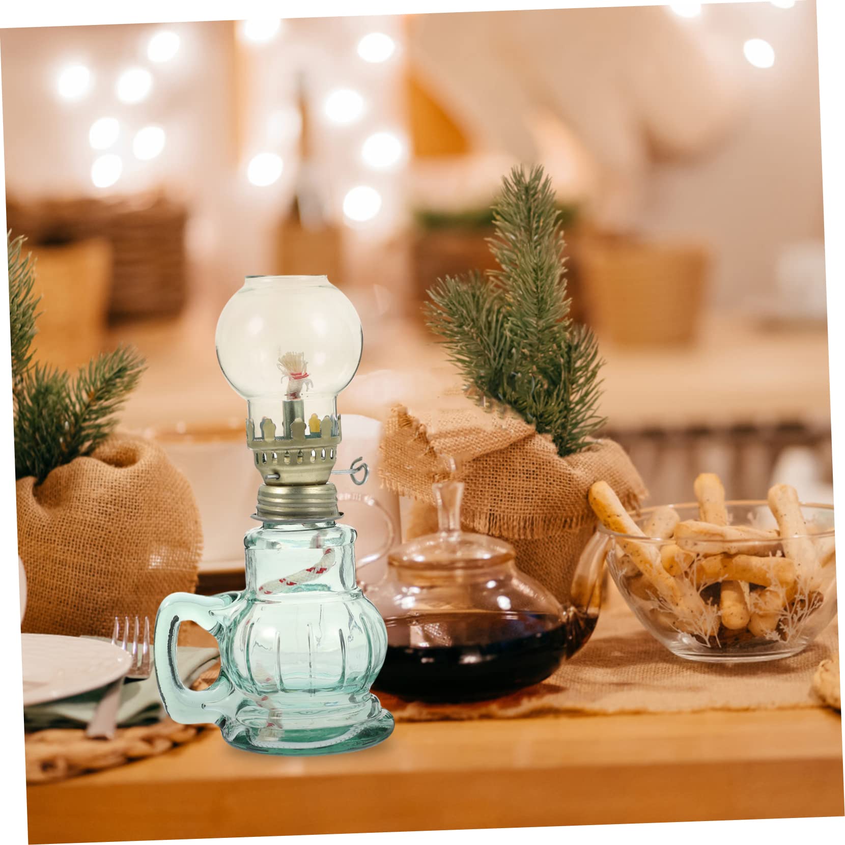 Ibasenice Lampe à Huile Vintage Verre Abat-Jour Décoratif Verre Pour