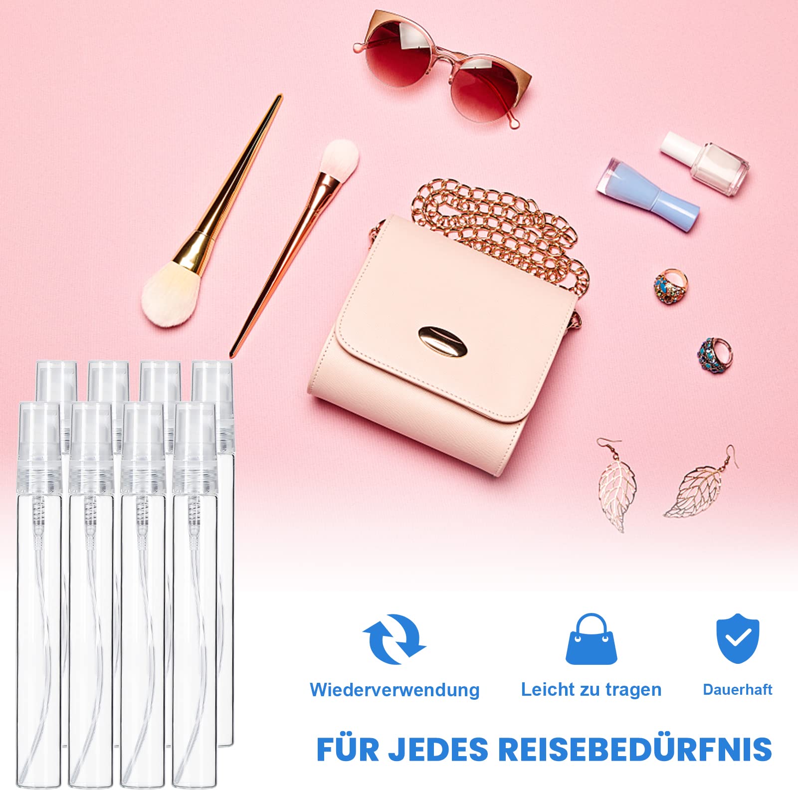 Qeuly 10 Ml Parfüm-Reiseflasche – 6 Stück, Glas, Mit Sprühkopf – Für Unterwegs