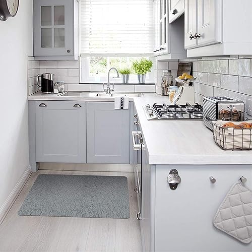 Miniatura 6 de Alfombrilla Shape28, ultra delgada para la cocina, con respaldo de goma antideslizante, 35 x 23 pulgadas, color gris