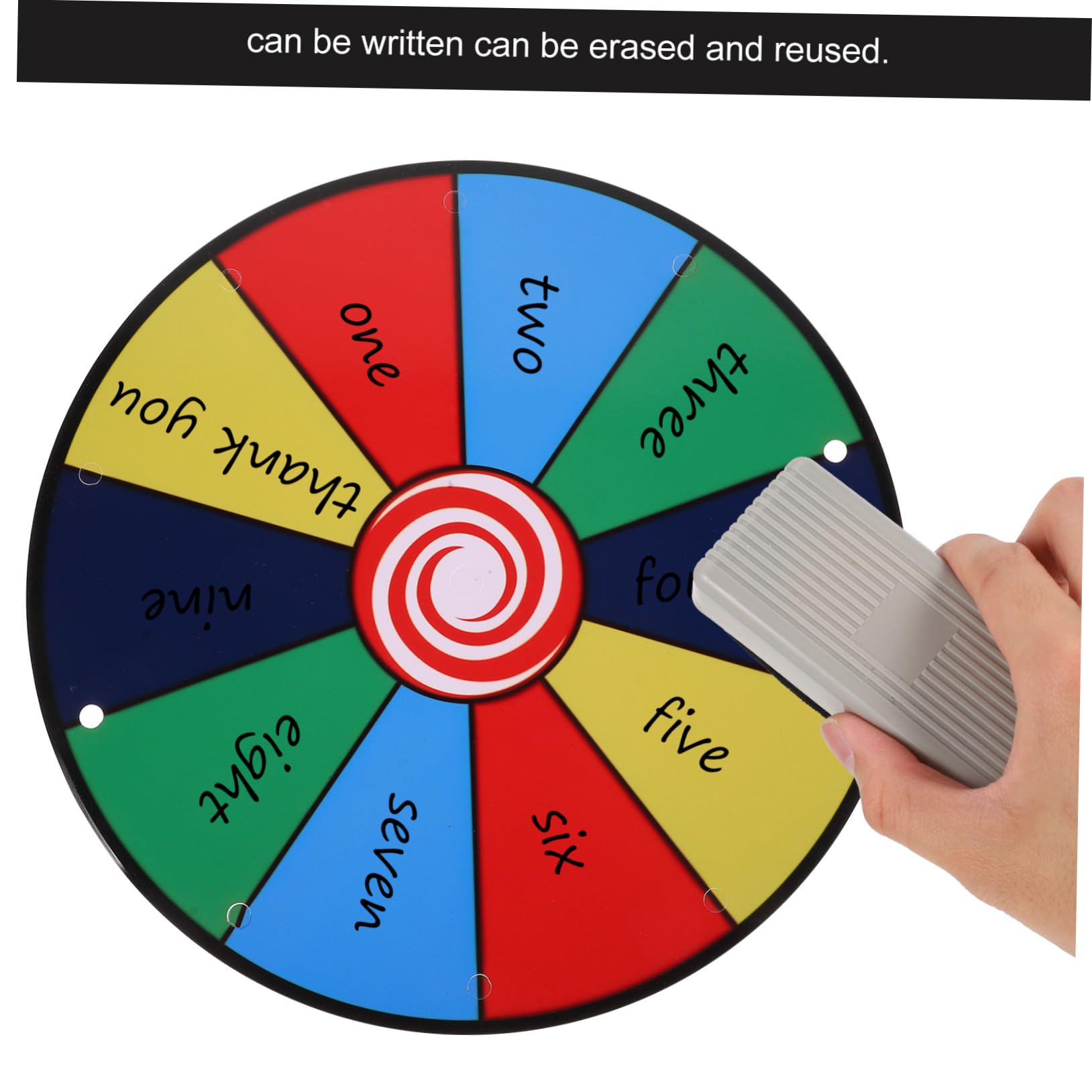 FRCOLOR Premium Gewinnrad zum Drehen mit Abwischbarer Oberfläche und Kompakter Bauweise aus Edelstahl und Kunststoff für Karneval und Klassenzimmer