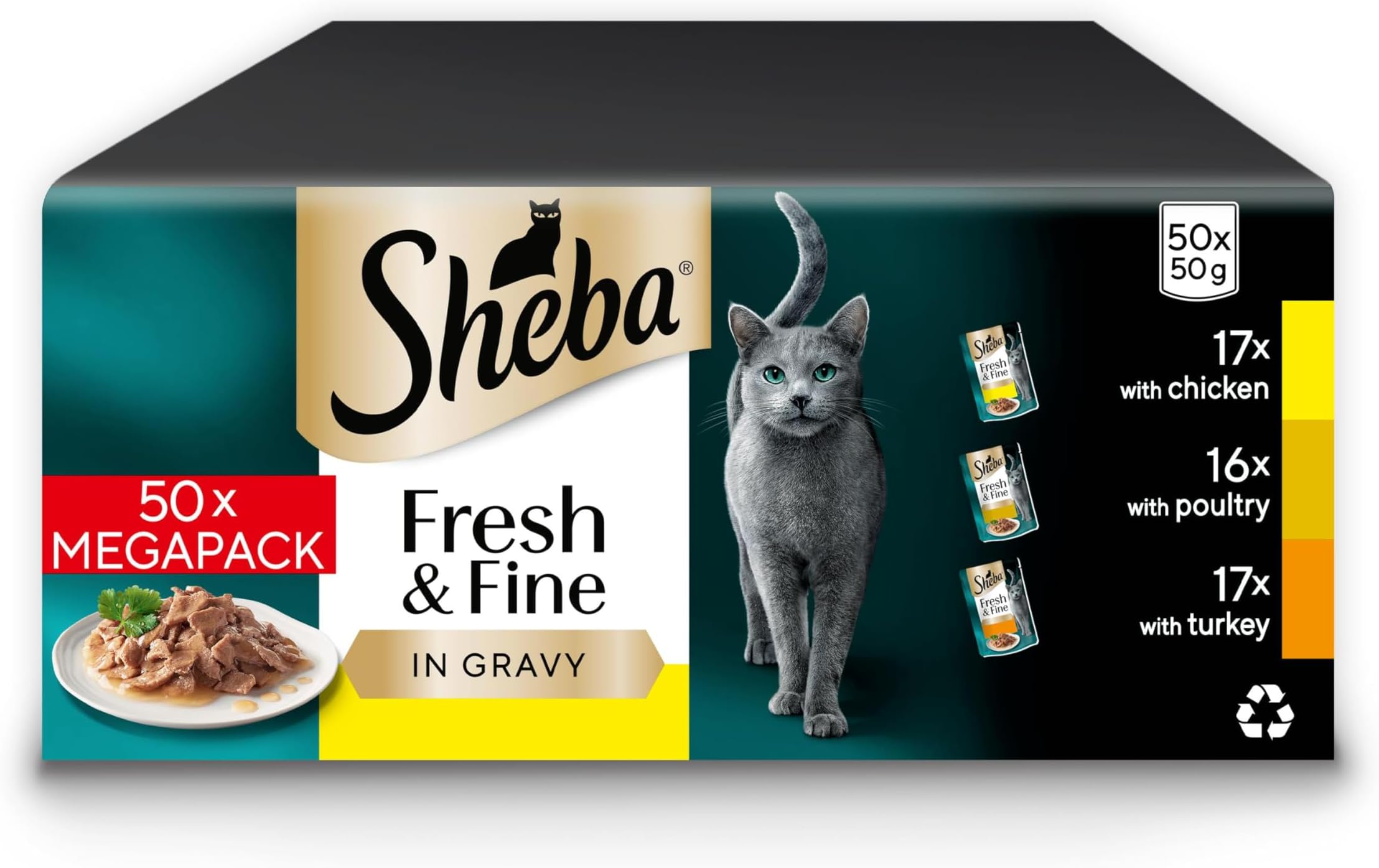 Cat Wet Food - Fresh and Fine - Cat Pouches Poultry in Gravy - 50 x 50 g Pack