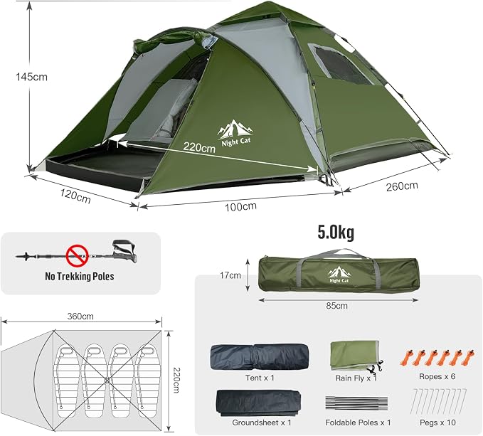 Carpa pop up para 2-3 personas verde bosque miniatura 9