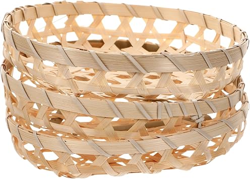 1 Set Bamboo Baskets Flat Shallow Baskets Liner Rectangular Baskets Blanket Baskets Vegetable Kitchen Baskets Egg Basket Storage Baskets Round Baskets 3pcs