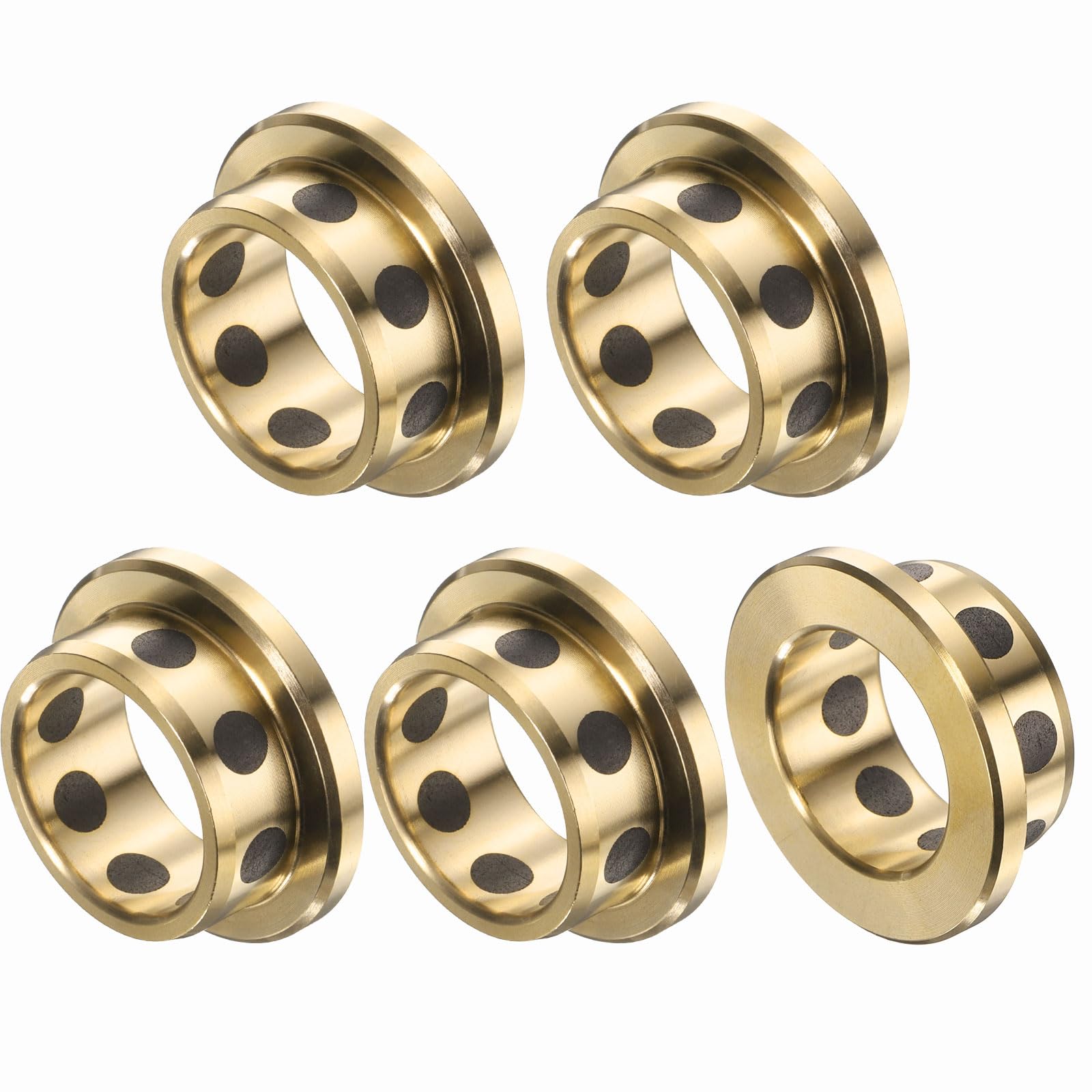 Lot de 4 roulements à bride sans huile, alésage 12 mm x diamètre extérieur 15 mm x hauteur 15 mm, bagues de bride enveloppées en laiton graphite, bagues en laiton moulé lubrifiées sans huile