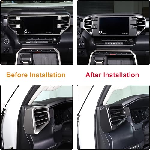 Vista 202 de Cubierta de salida de aire lateral para consola central de automóvil, compatible con Toyota Tundra 2022+ Sequoia 2023+ cubierta de panel de aire