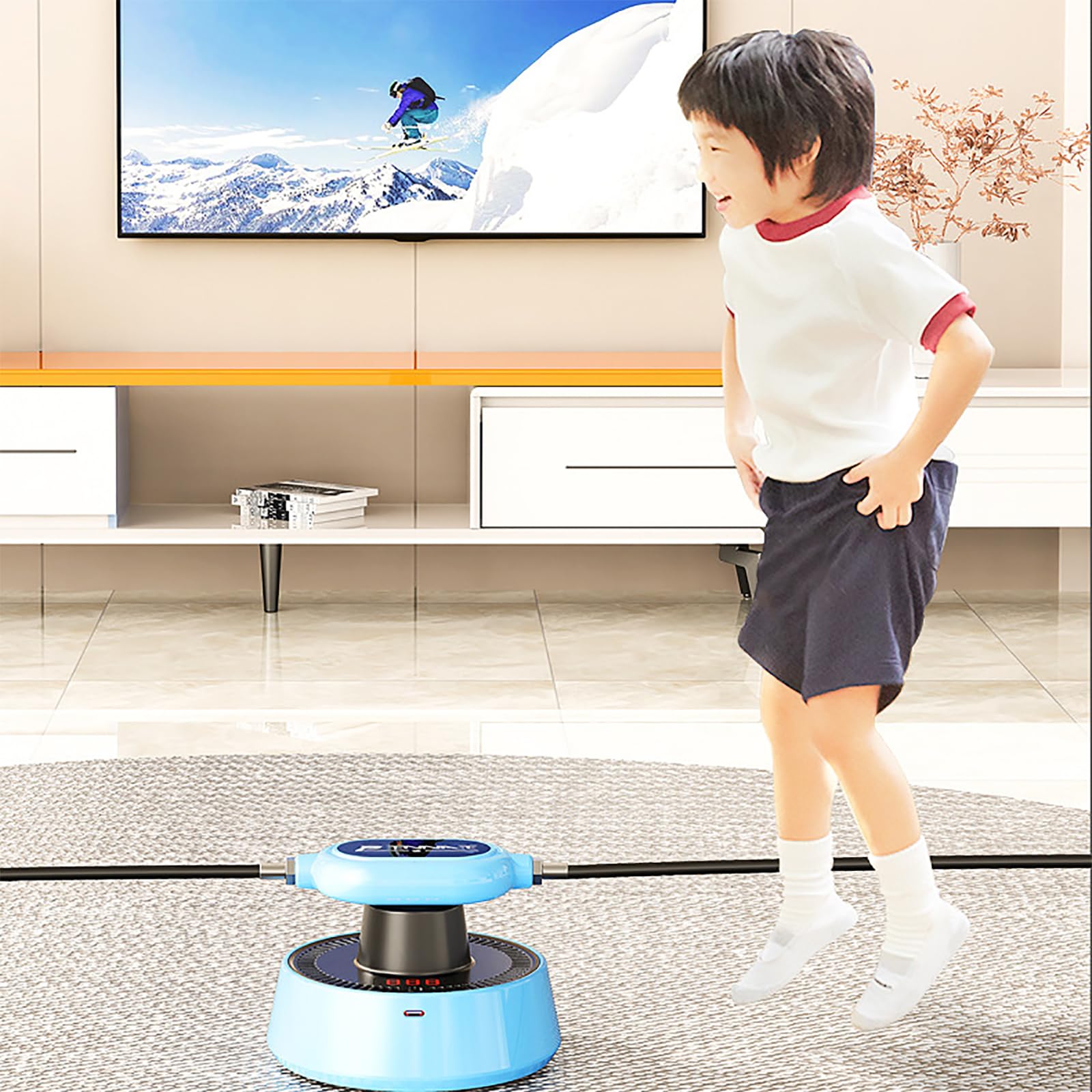 TsoLay Máquina De Saltar De Cuerda Eléctrica Recargable, Cuerda De Saltar Inteligente con Control Remoto Inteligente De 1-20 Niveles, para Familia, Gimnasio, Oficina