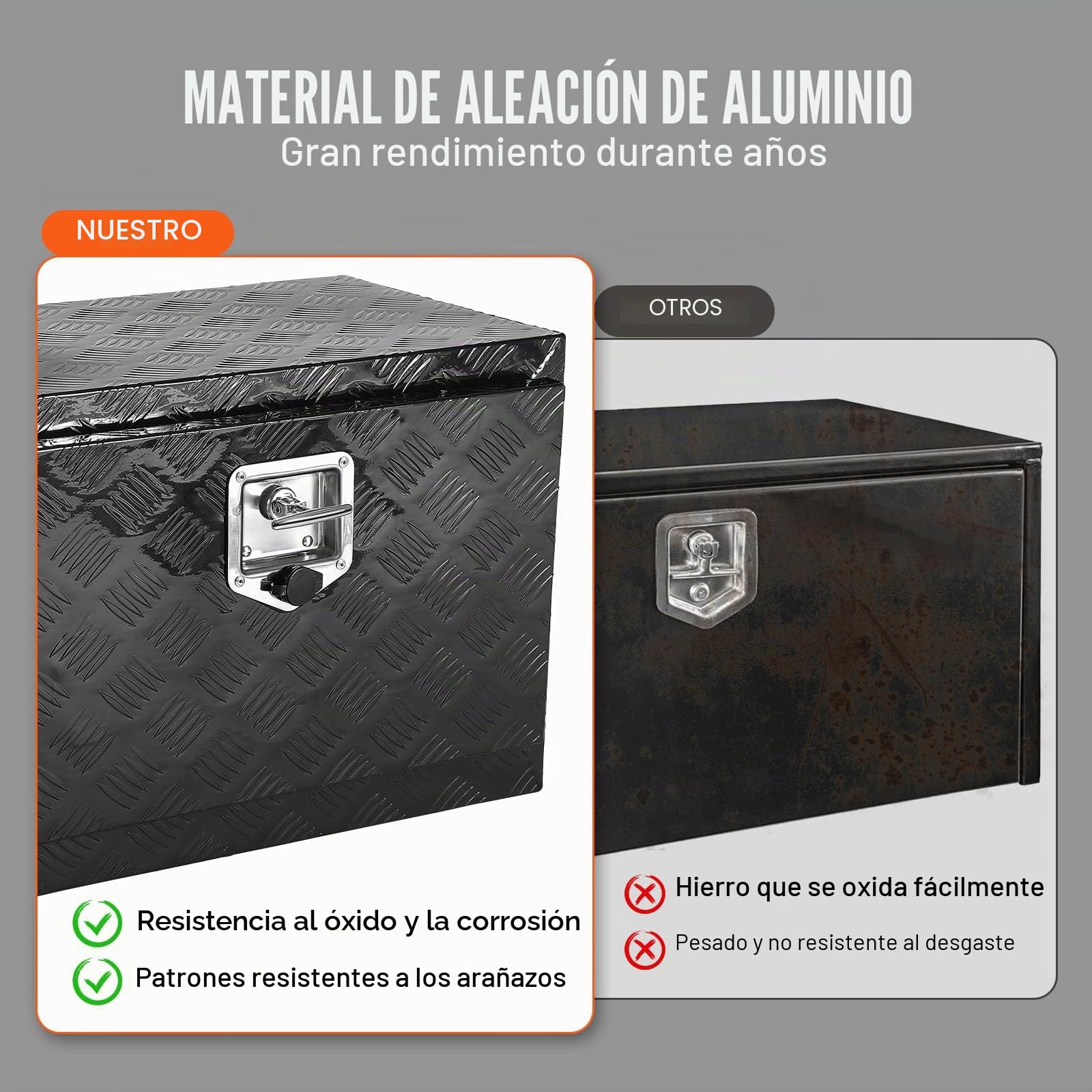 VEVOR Caja de Herramientas para Camión 612x310x360mm Caja de Bastidor Inferior Caja de Almacenamiento de Aleación de Aluminio Montaje Inferior con Cerradura y Llaves para Remolques, Camionetas, Negro