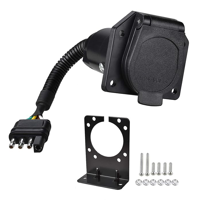 Buy YONHAN 4 Pin to 7 Pin Adapter Trailer Light Adapter 4Way Flat Truck to 7Way Blade Reverse