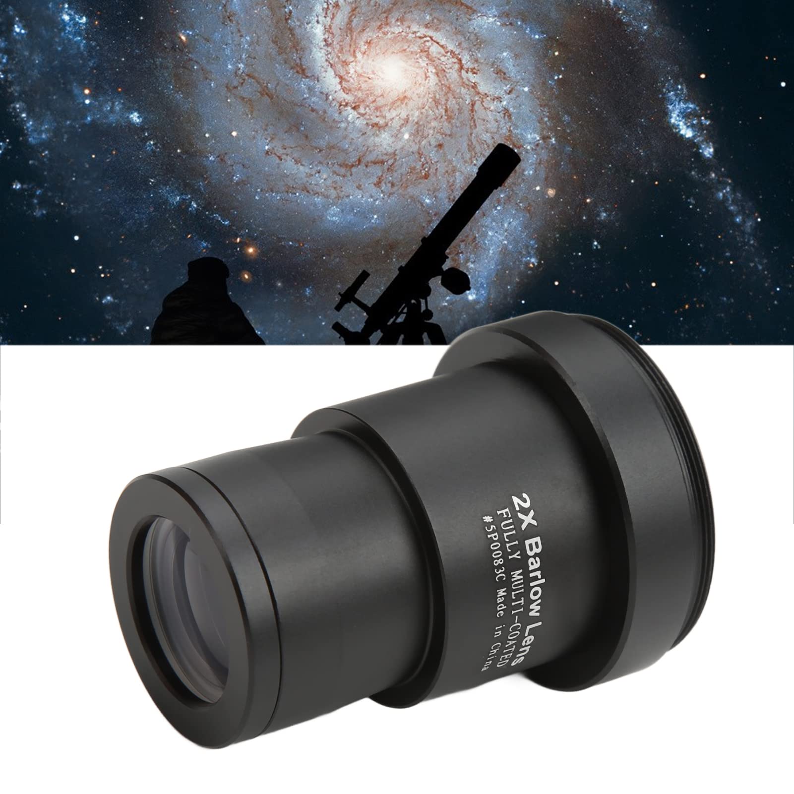 Lentilles Barlow pour Télescope 2X, Lentille Barlow en Métal Entièrement Multicouche de 1,25 Pouces avec Interface de Connexion de Caméra à Filetage M42/M35, pour L'observation