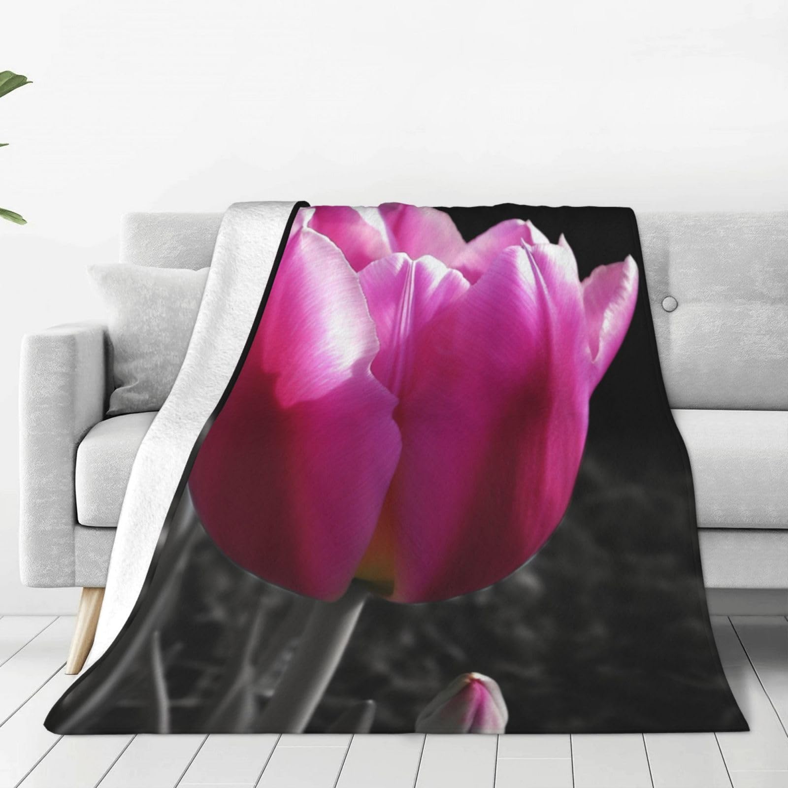 Couverture micro polaire anti-fraîcheur ultra légère et douce tulipes