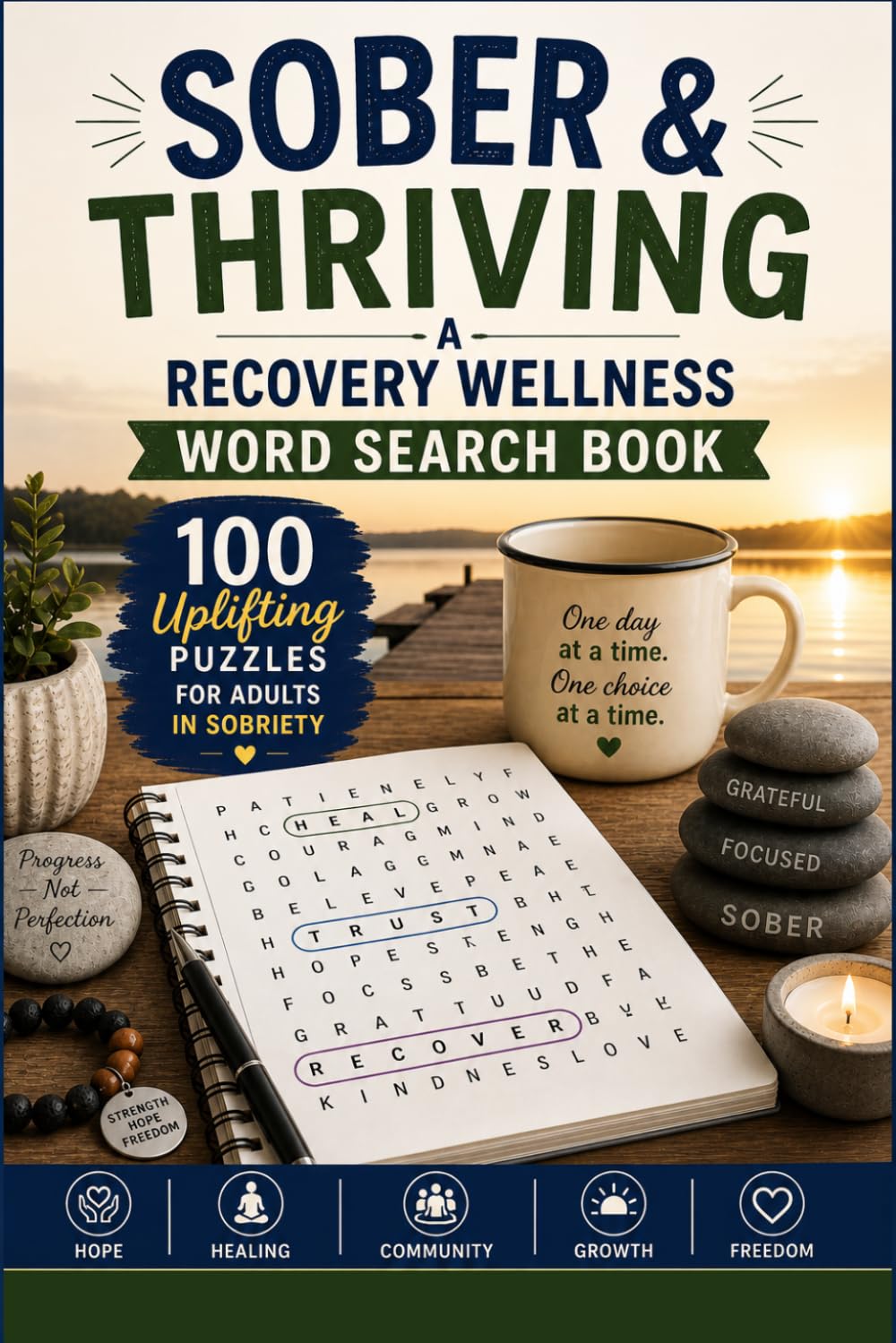 Sober & Thriving: A Recovery Wellness Word Search Book - 100 Uplifting Puzzles for Adults in Sobriety | Thoughtful Gift for AA, NA, SMART Recovery & Sober Living