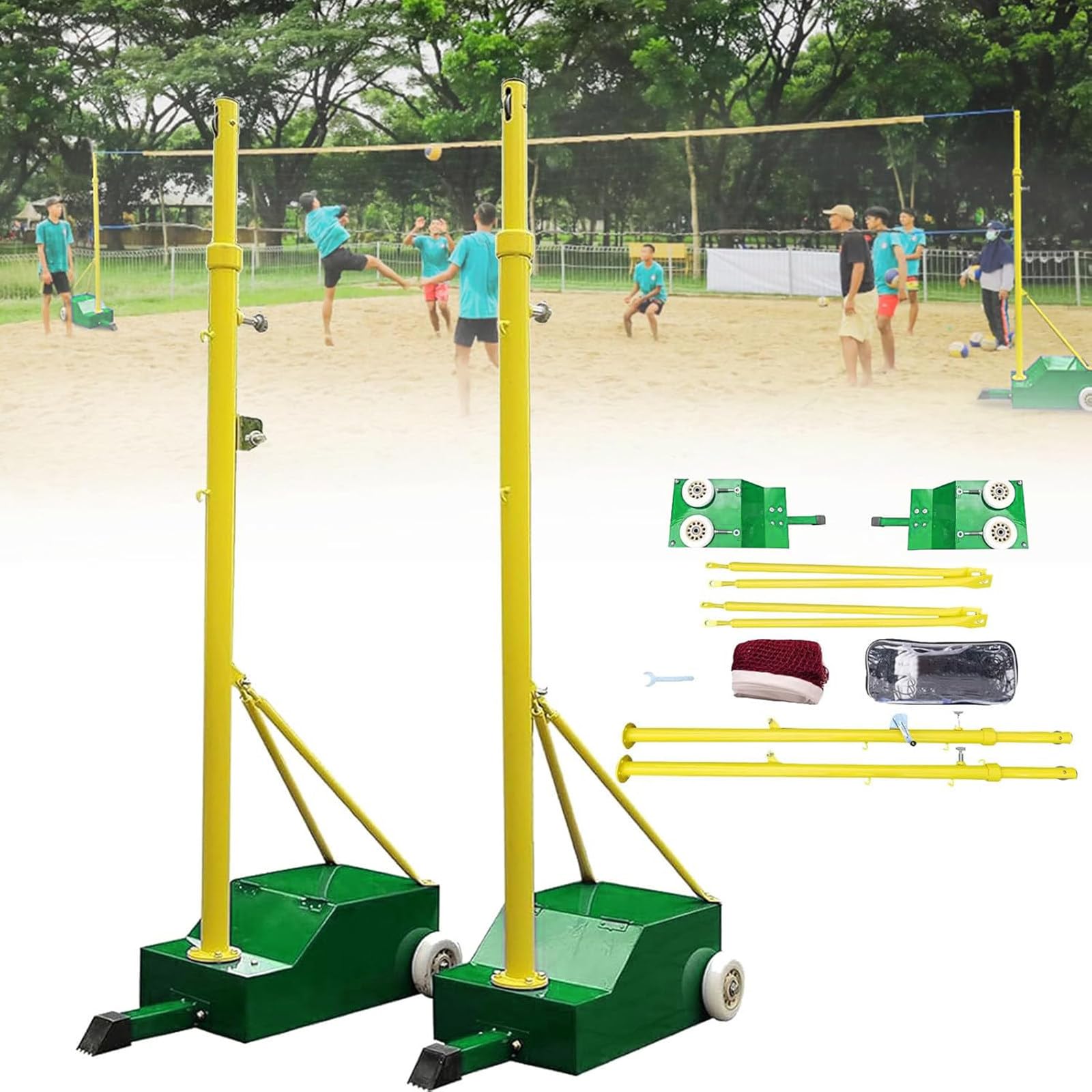 Supporto portatile regolabile in altezza per badminton e pallavolo, uso interno ed esterno