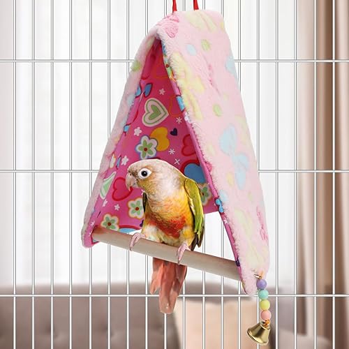 Miniatura 2 de Tienda de campaña de felpa para pájaros, hamaca triangular cálida para invierno, cama nido para loro, periquito, cacatúa, tortolito (M)