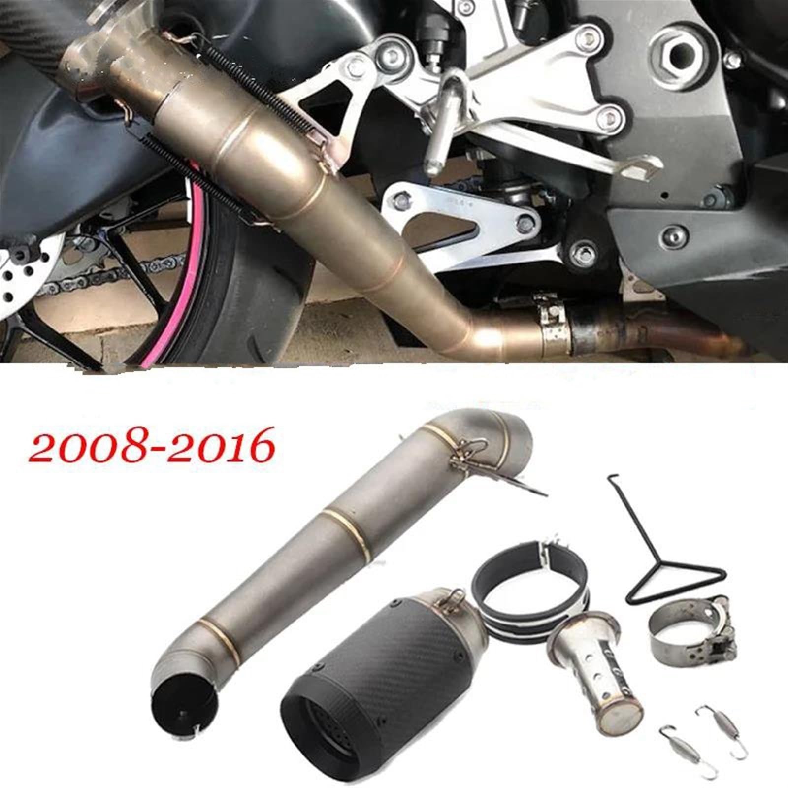 Échappement Moto Tuyau D'Échappement Système Complet De Silencieux D'échappement Moto Tuyau Liaison Intermédiaire pour CBR1000RR pour CBR 1000 RR 2008 – 2016