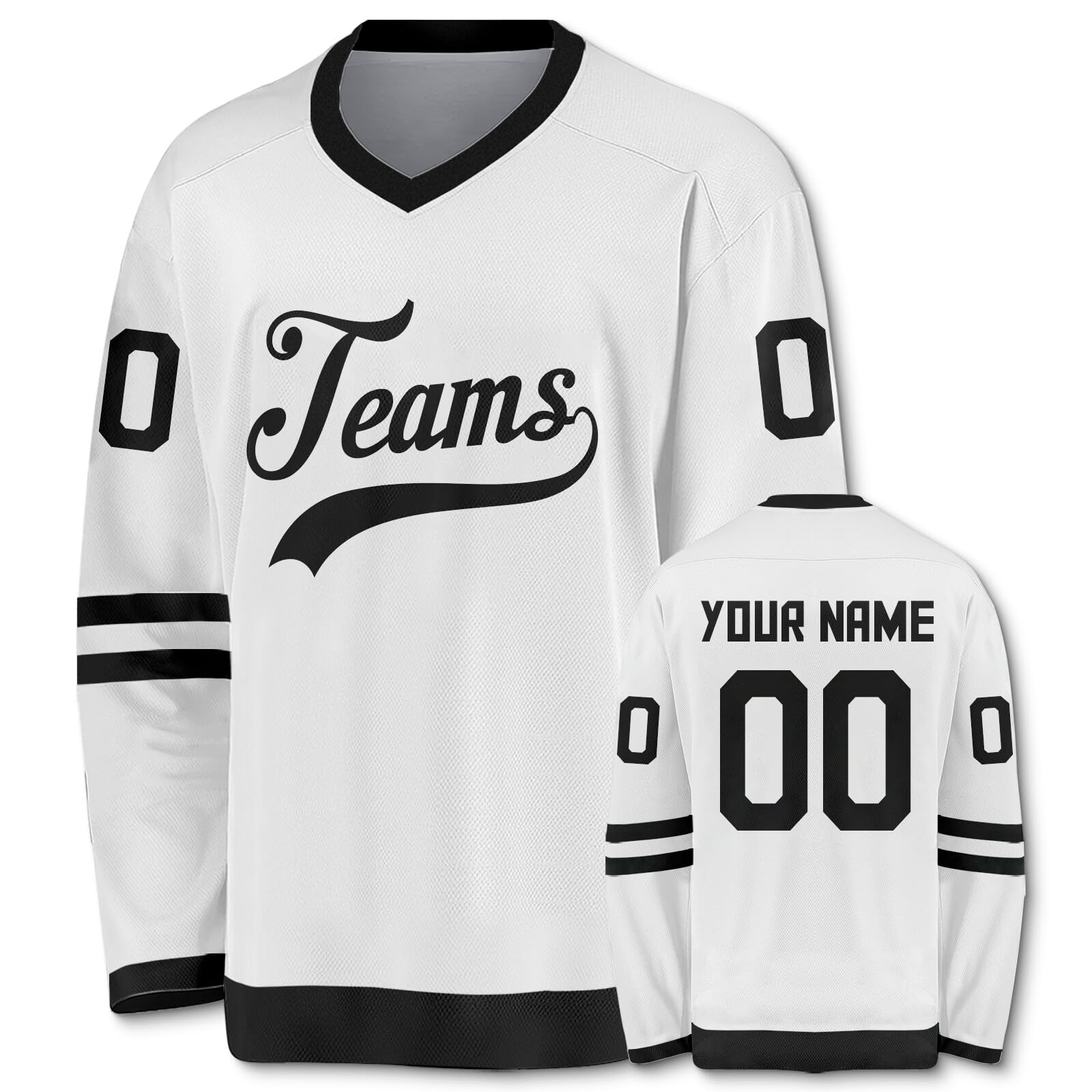 Custom Ice Hockey Jersey Hip Hop Personalized Printed Long Sleeves Hockey Jersey Custom Gift for Men Women Youth Kid