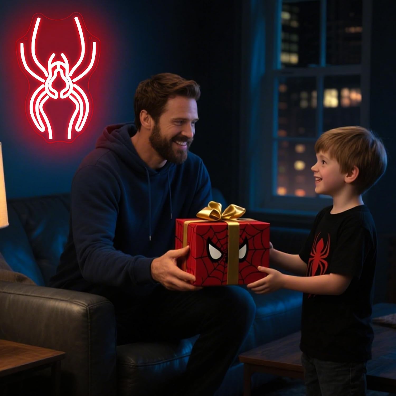Spider Neon Sign for Wall Decor Dimmable Spider Neon Light for Man Cave Birthday Gifts for Boys USB Powered Animal Sign for Pet Shop Game Room Bedroom Bar Size 13.7 * 8.7In (WZCP181)