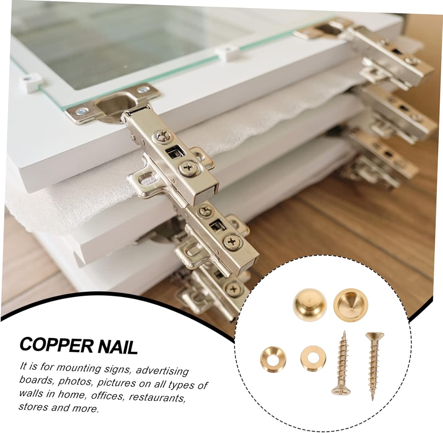 Thickened Copper Mirror Screw Nails 8Pcs 13mm Cap Nails