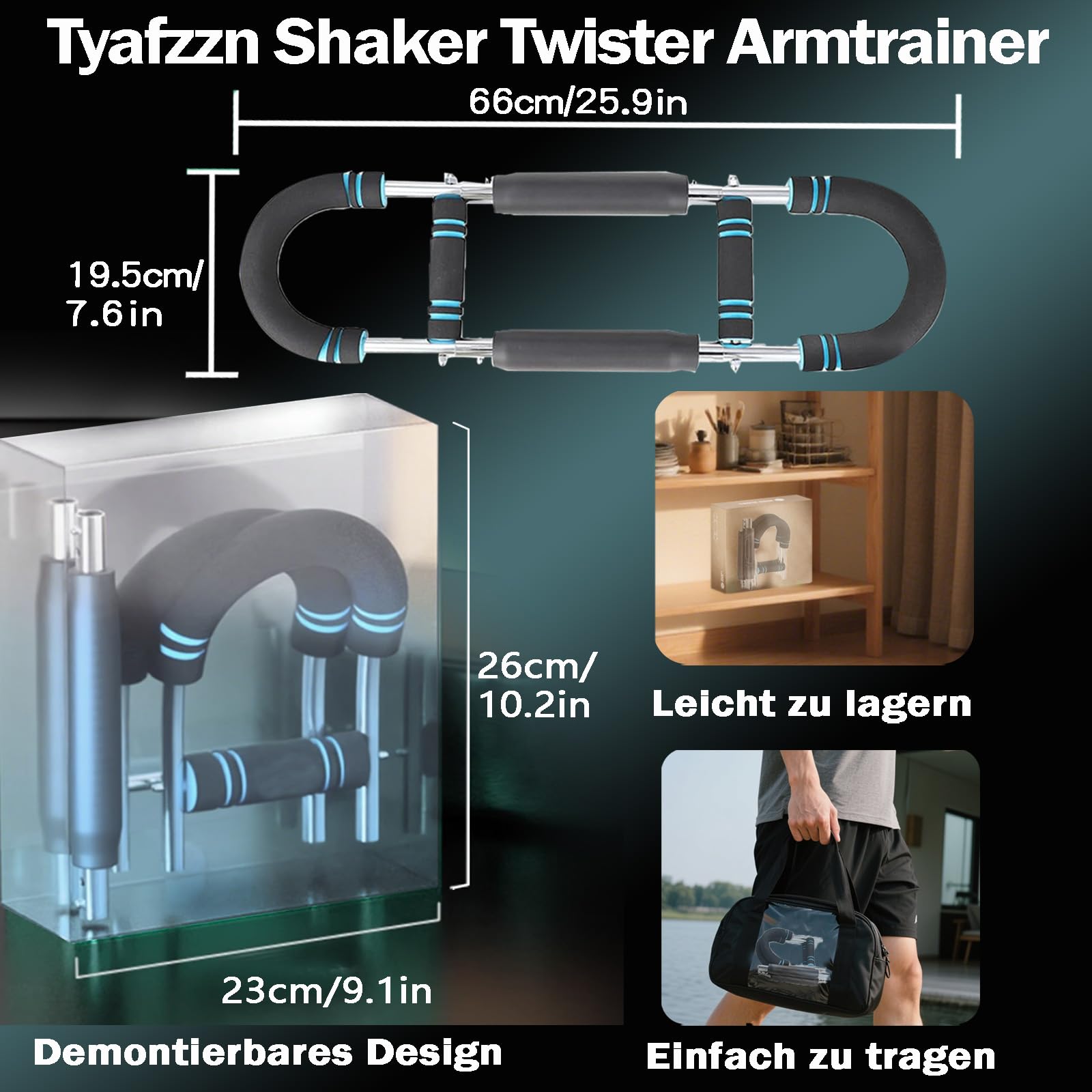 Shaker Twister - Espansore regolabile per la parte superiore del corpo e delle gambe, per la forza del corpo, per il fitness, modellare il corpo perfetto per gli uomini