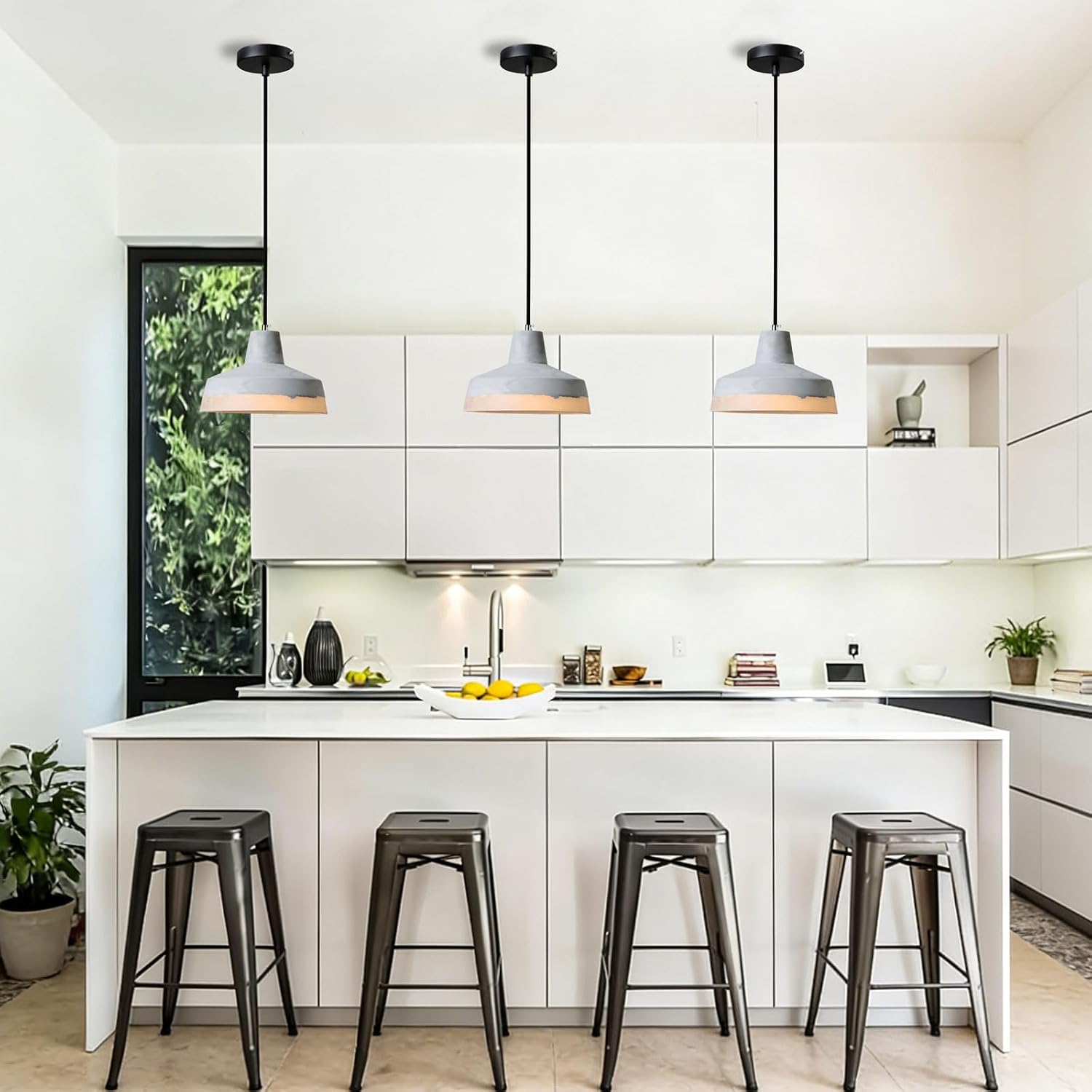 Modern Industrial Hanging Cement Lighting Fixture Concrete Light for Kitchen Island Dinning Room Bedroom Bedside Table Lights