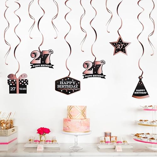 Miniatura 484 de LINGTEER Happy 65th Birthday Decorations Set - 12Pcs Black & Gold Swirls Streamer,Happy Birthday Bunting Banner,Cheers to 65 Years Old Bday Party