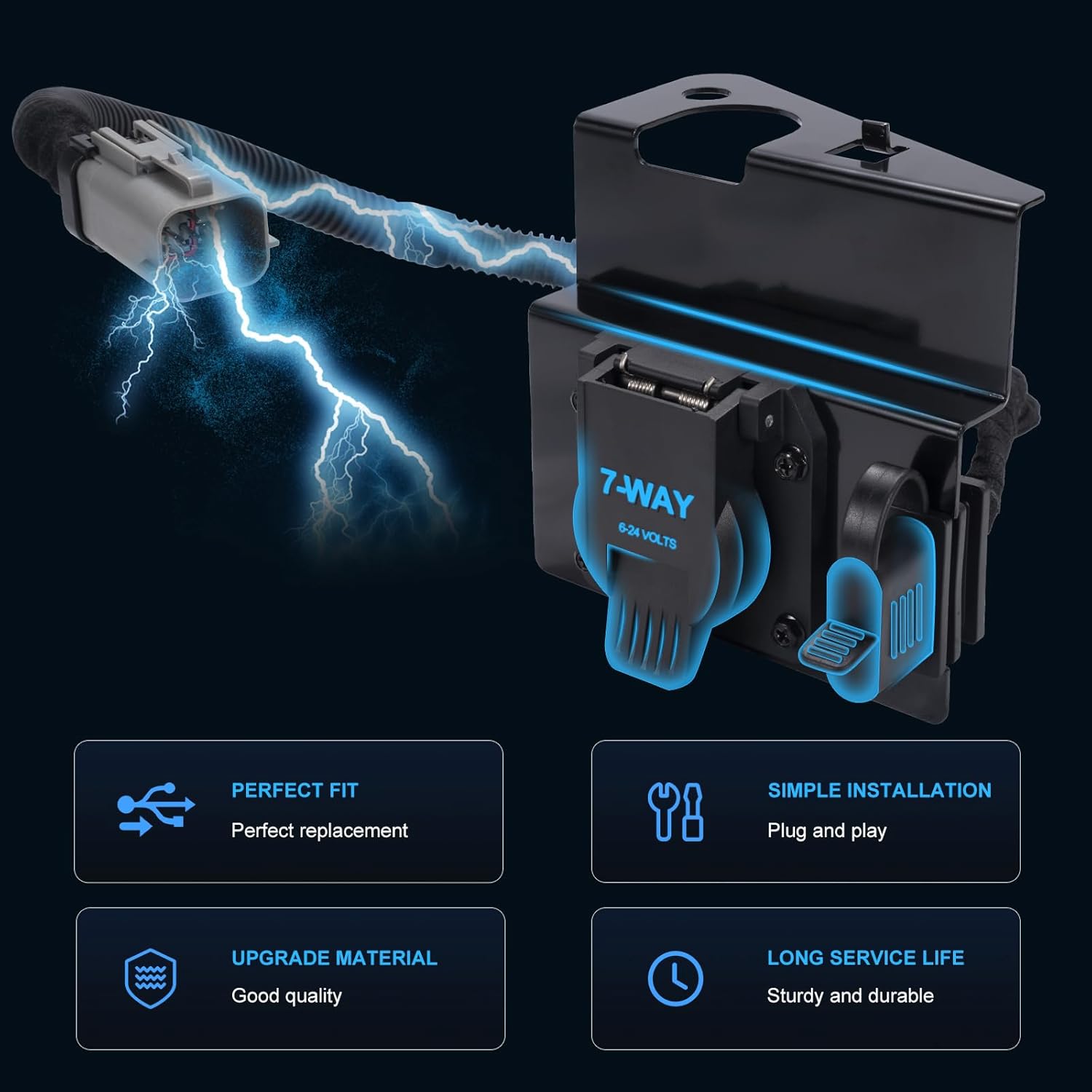 4 & 7 Pin Trailer Wiring Harness with Mounting Bracket – Compatible with 1999-2001 Ford F250 F350 Super Duty Pickup Truck, Replacement for YC3Z-13A576-CA, Durable Tow Hitch Connector