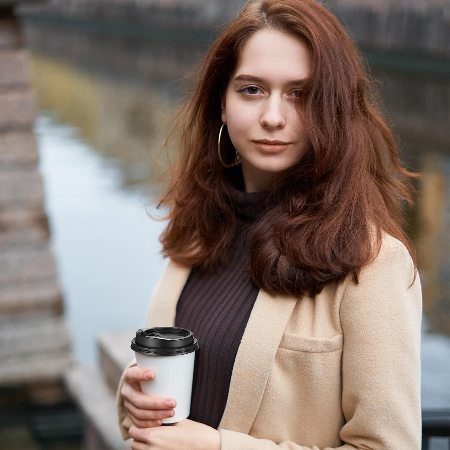 200 Count Coffee Cup Lids, Disposable Plastic Cup Lids for 10, 12, 16, 20 oz Paper Cups, Hot/Cold Drinking Cups Lid, 3.54 Inches/90 mm Diameter - Black - Image 7