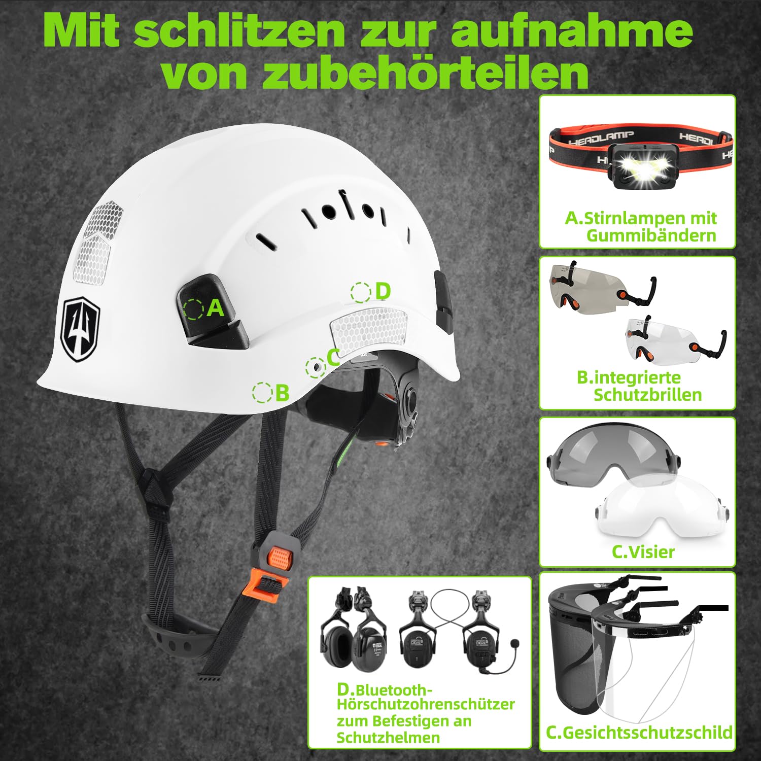 GREEN DEVIL Mervex Vent Casque de sécurité EN 397 | Casque de travail en ABS avec suspension à 6 points | Ventilé | Réglage d'une seule main 53-63 cm | Pour la construction et l'industrie