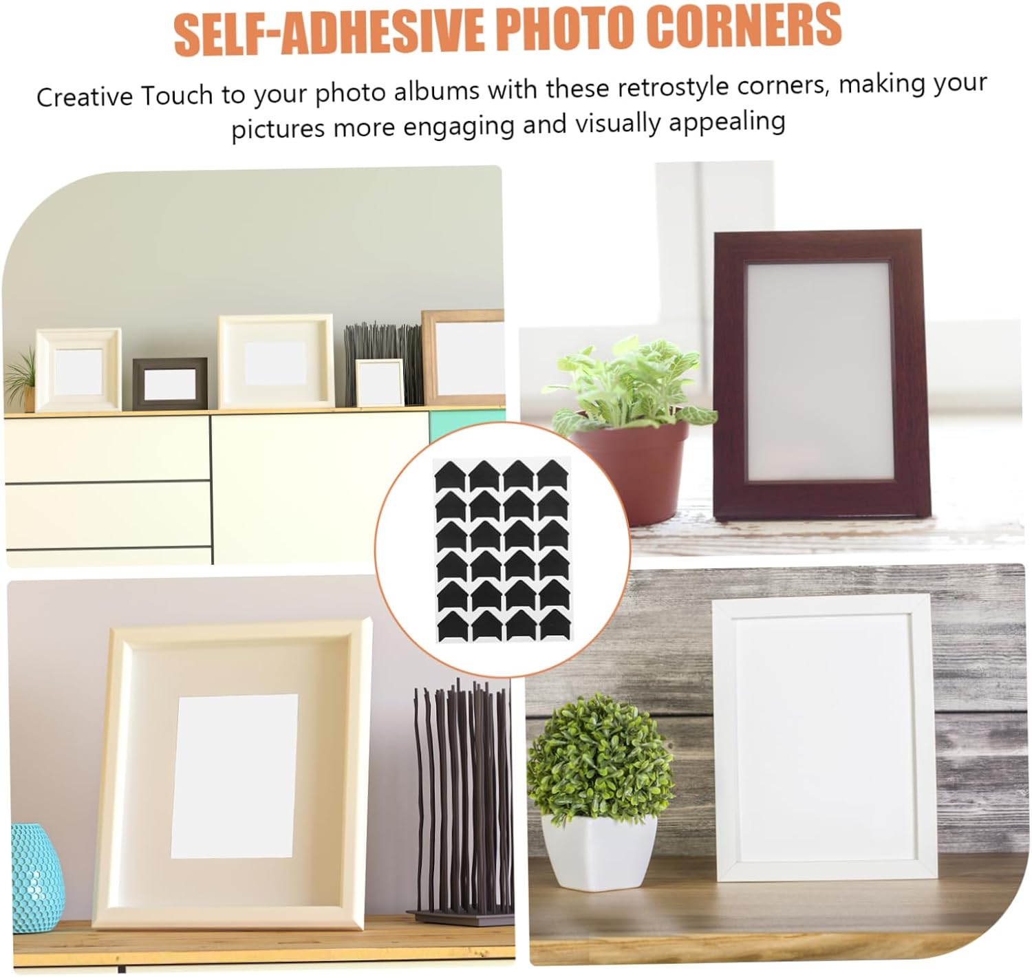 Housoutil 15sheets Scrapbooking Photo Mounting Corners Adhesive Photo Corners for DIY Album Tabs Strong Adhesion