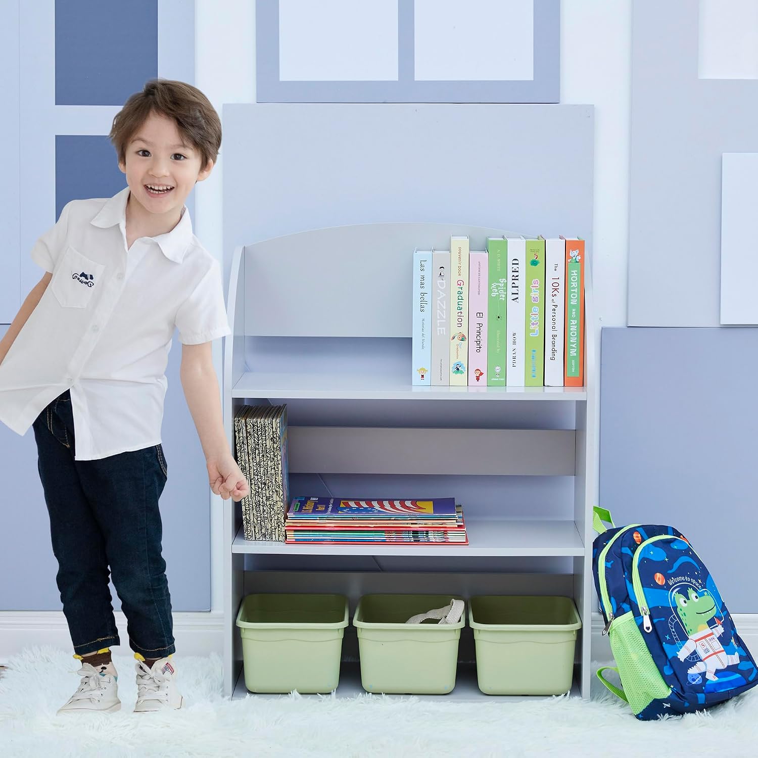 Fantasy Fields - Plain Kids 3 Shelf Bookcase - Grey
