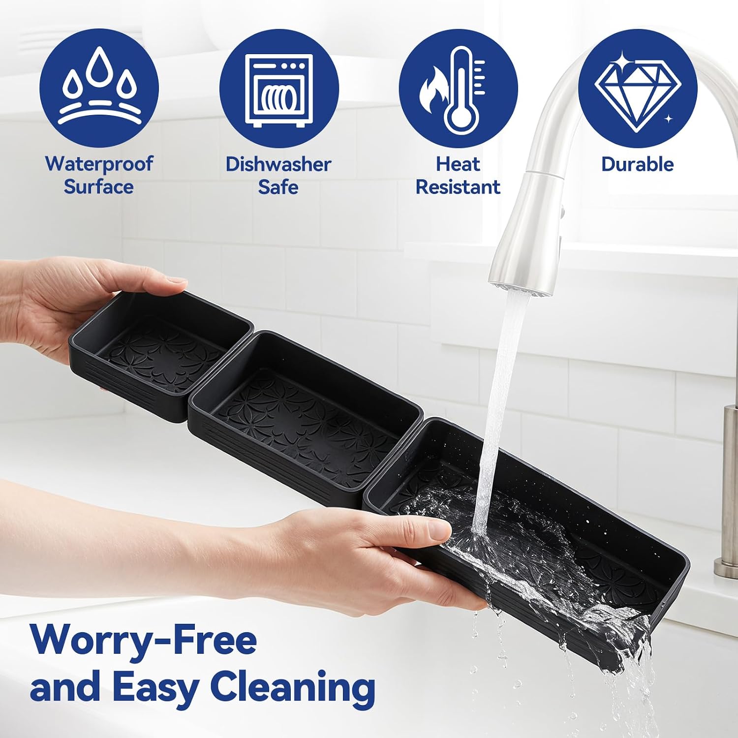 OTraki Silicone Magnetic Over the Stove Shelf 30 Inch 3 Functional Partitions Oven Top Rack Organizer Heat Resistant Separable Silica Spice Rack Container for Kitchen Gadgets Storage Organization