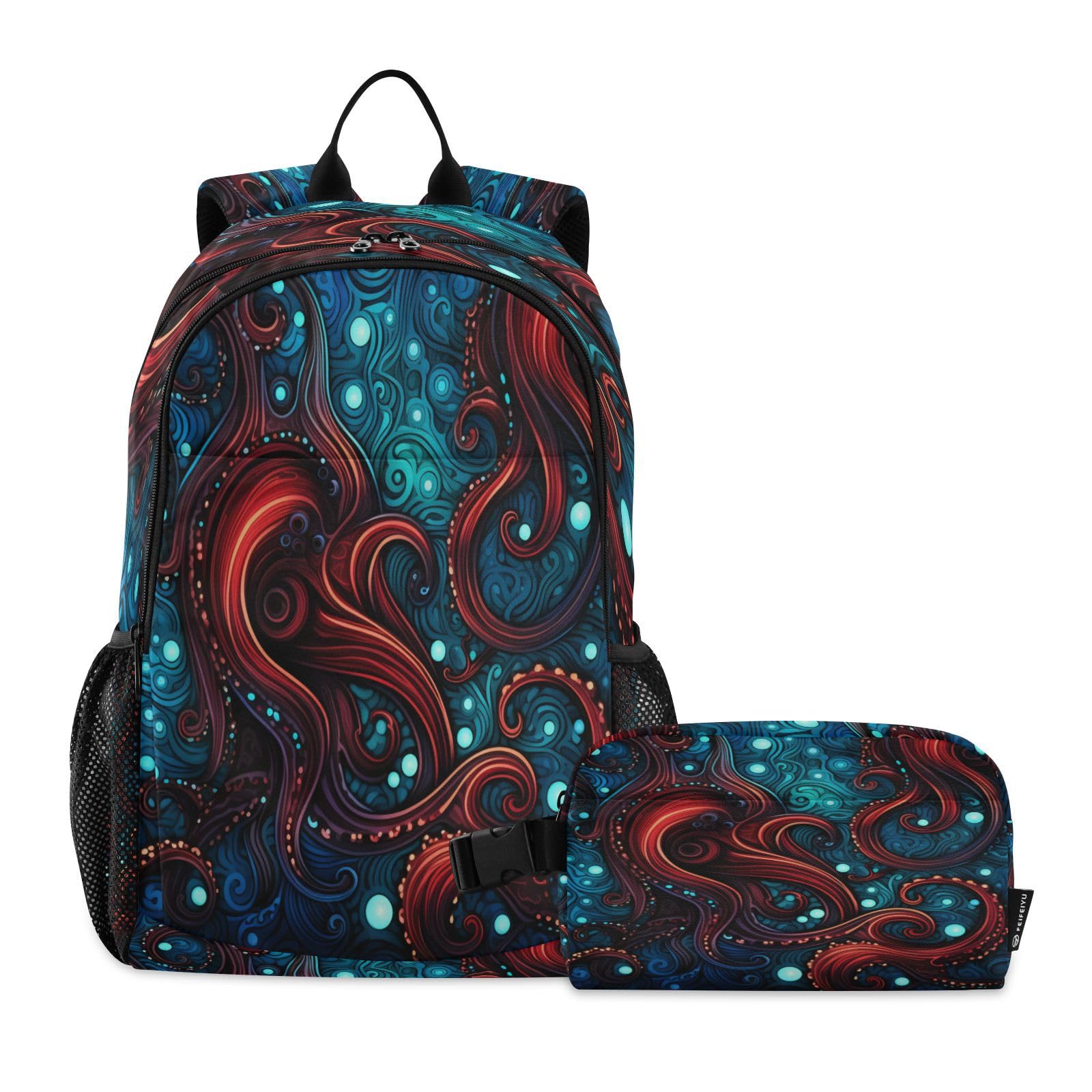 Oeuvre abstraite pieuvre sur ensemble sac à dos pour étudiants design - 8