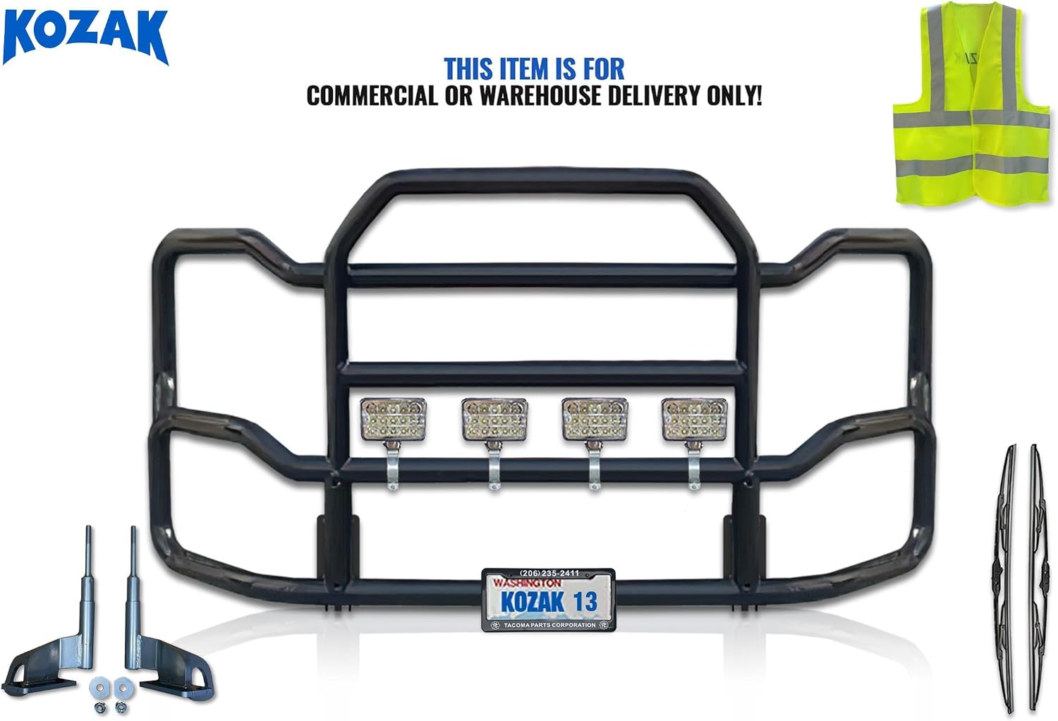 Front Grille Deer Bumper Guard Large for Semi Truck Compatible with Cascadia 2008-2017 (92"x40") + Bracket