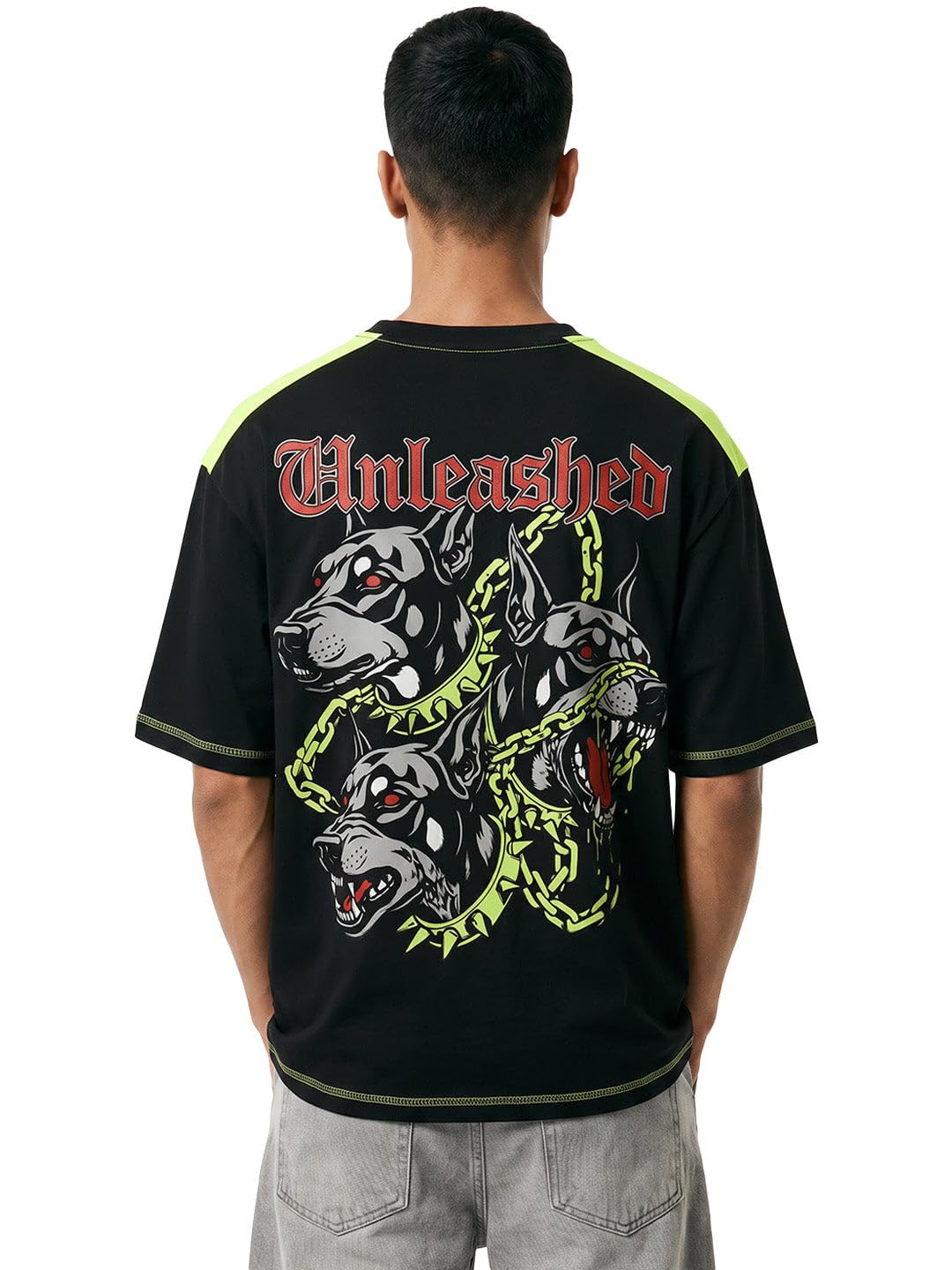 Buy crazymonk Unleashed Oversized T-Shirt - Contrast 5 Thread