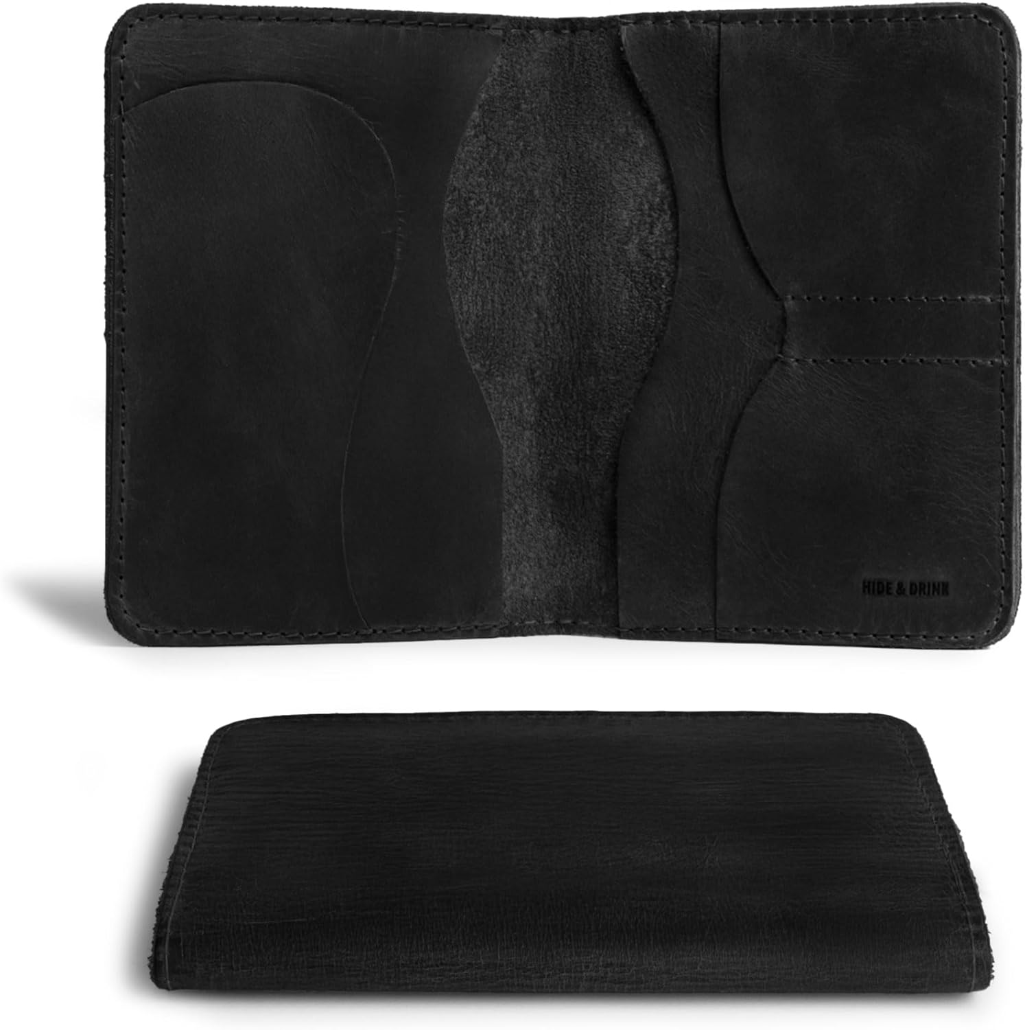 Hide & Drink, Double Passport Cover with Slots for Bills and Keys, Rustic Case, ID Organizer, Full Grain Leather, Handmade Accessories, Single Malt Mahogany