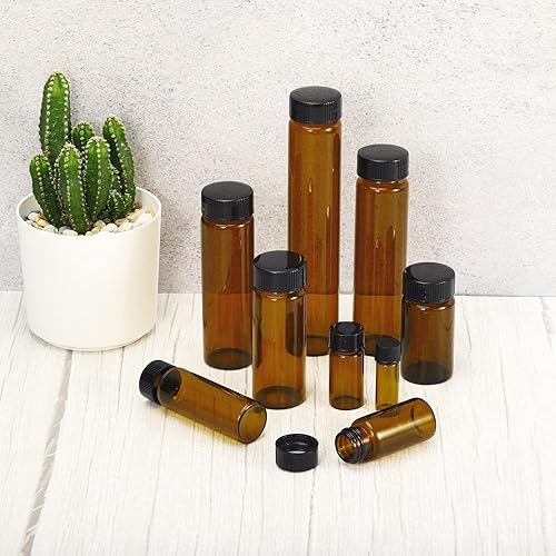 Miniatura 5 de PATIKIL Botella de medios de reactivo de 0.5 fl oz, paquete de 10 botellas redondas de almacenamiento de vidrio, tapón de rosca de plástico para