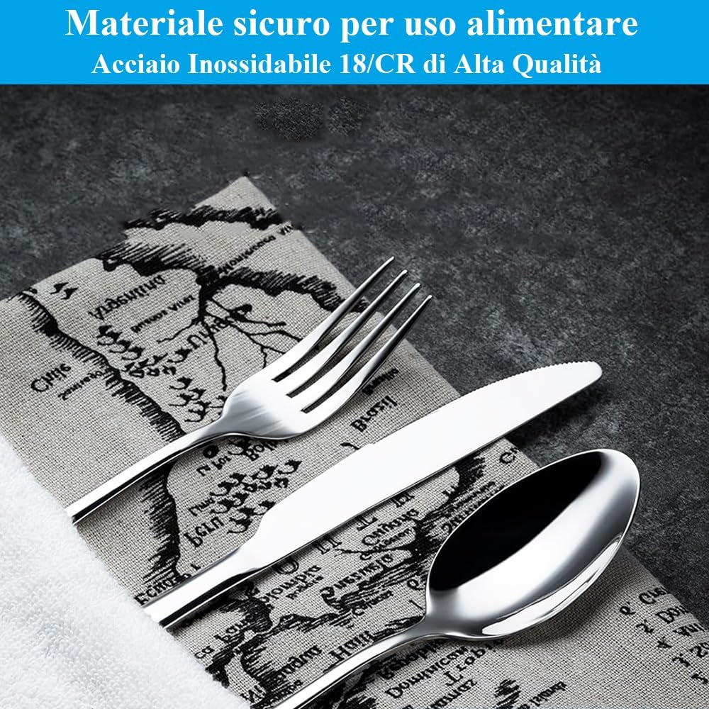 Set Posate Acciaio Inox Nero Set Posate 60 Pezzi In Acciaio Inox Nero Opaco - Per 12 Persone, Elegante E Lavabile Posate Per Uso Quotidiano